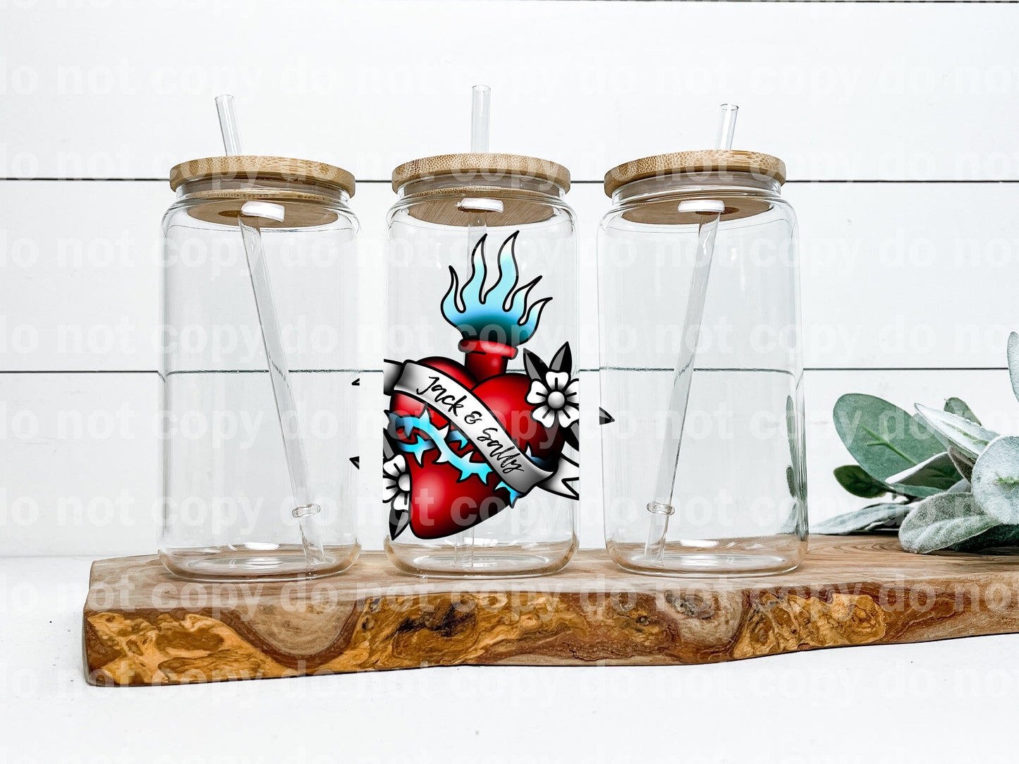 Calcomanía del Sagrado Corazón de Jack y Sally 3.5 x 4