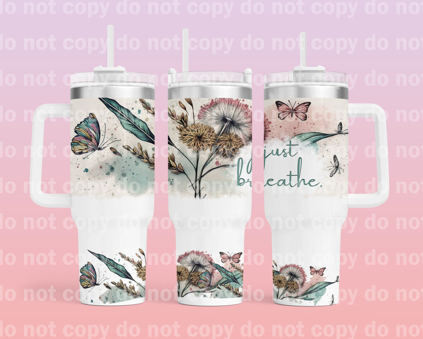 Just Breathe Flowers with Bottom Option 40oz Cup Wrap