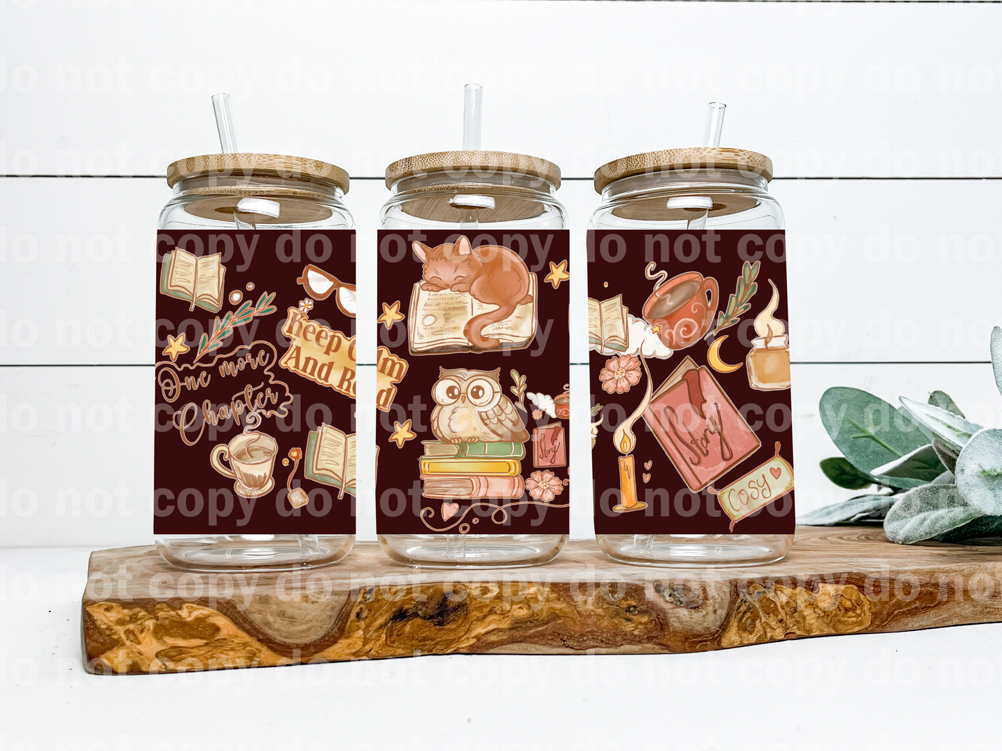 Keep Calm and Read One More Chapter Black 16oz Cup Wrap