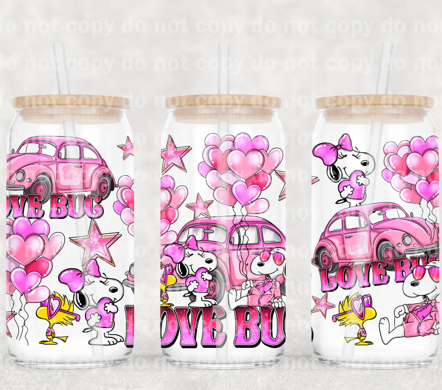 Love Bug Car Balloons 16oz Cup Wrap