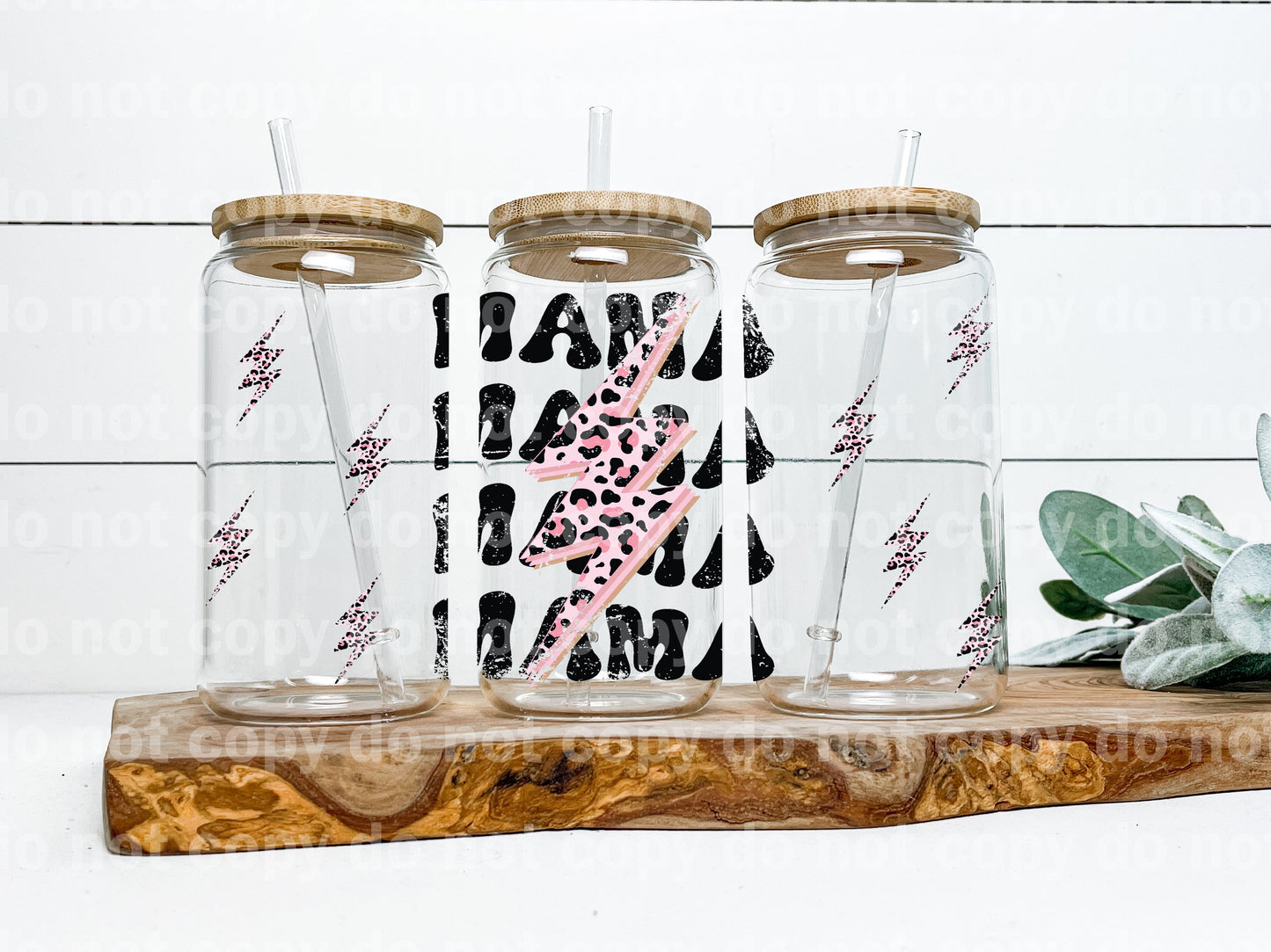 Mama Bolt Pink Leopard Print 16oz Cup Wrap