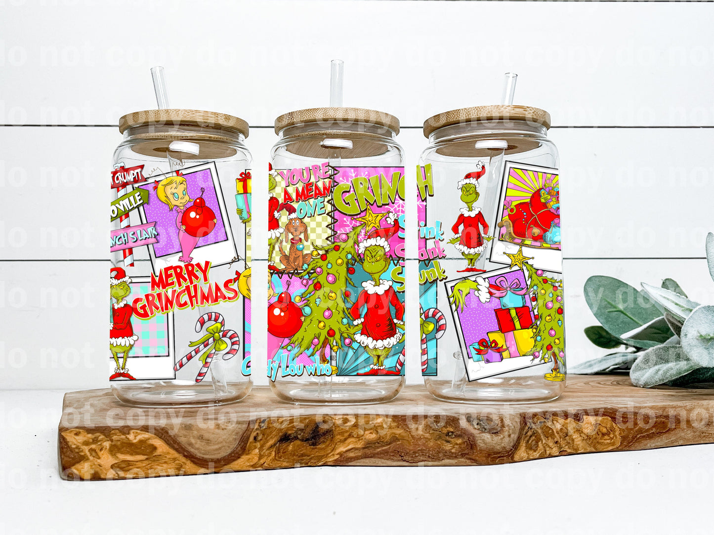 Tarjeta fotográfica Merry Greenmas, envoltura de taza de 16 oz