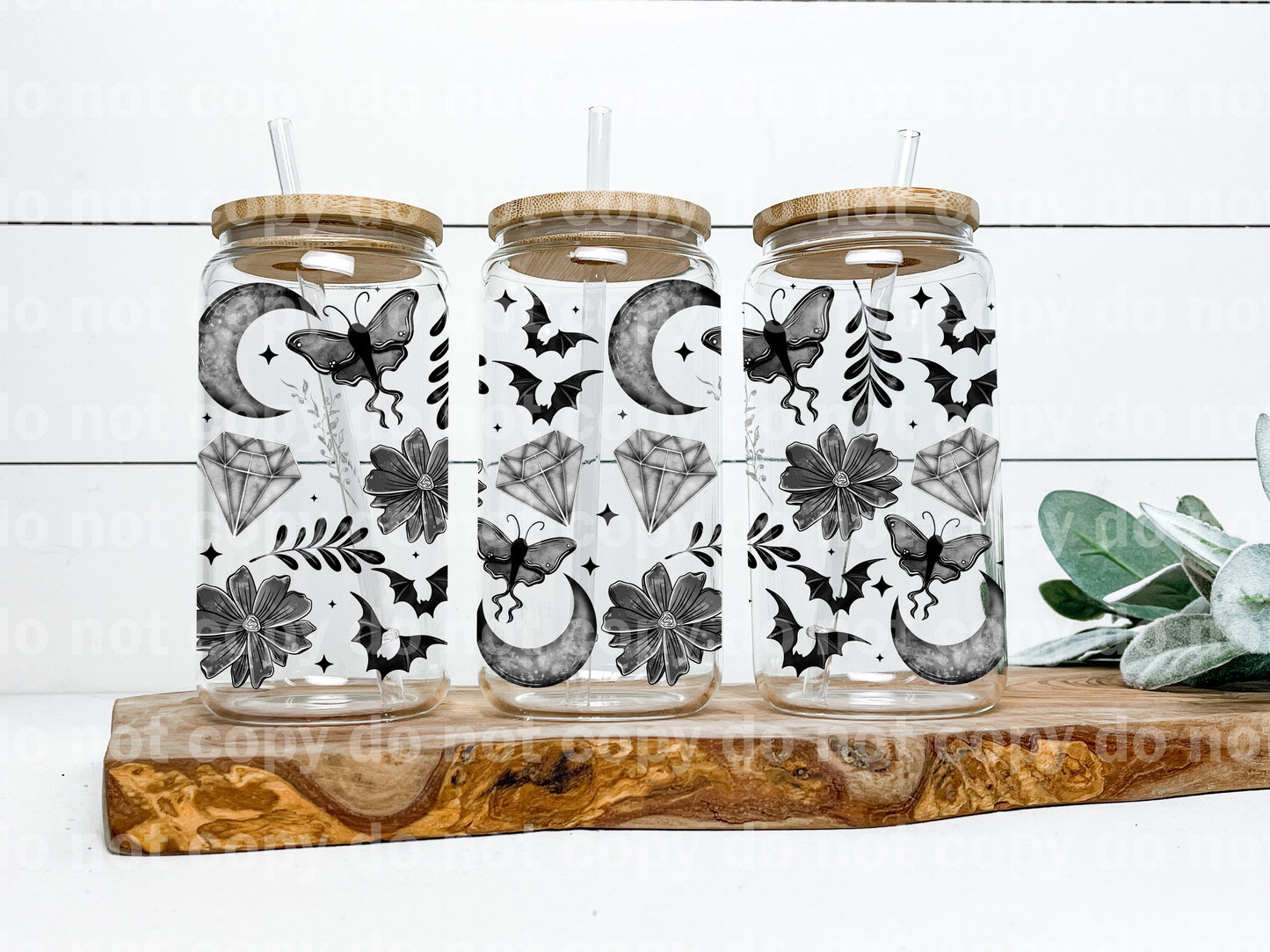 Monochrome Mystical Florals 16oz Cup Wrap