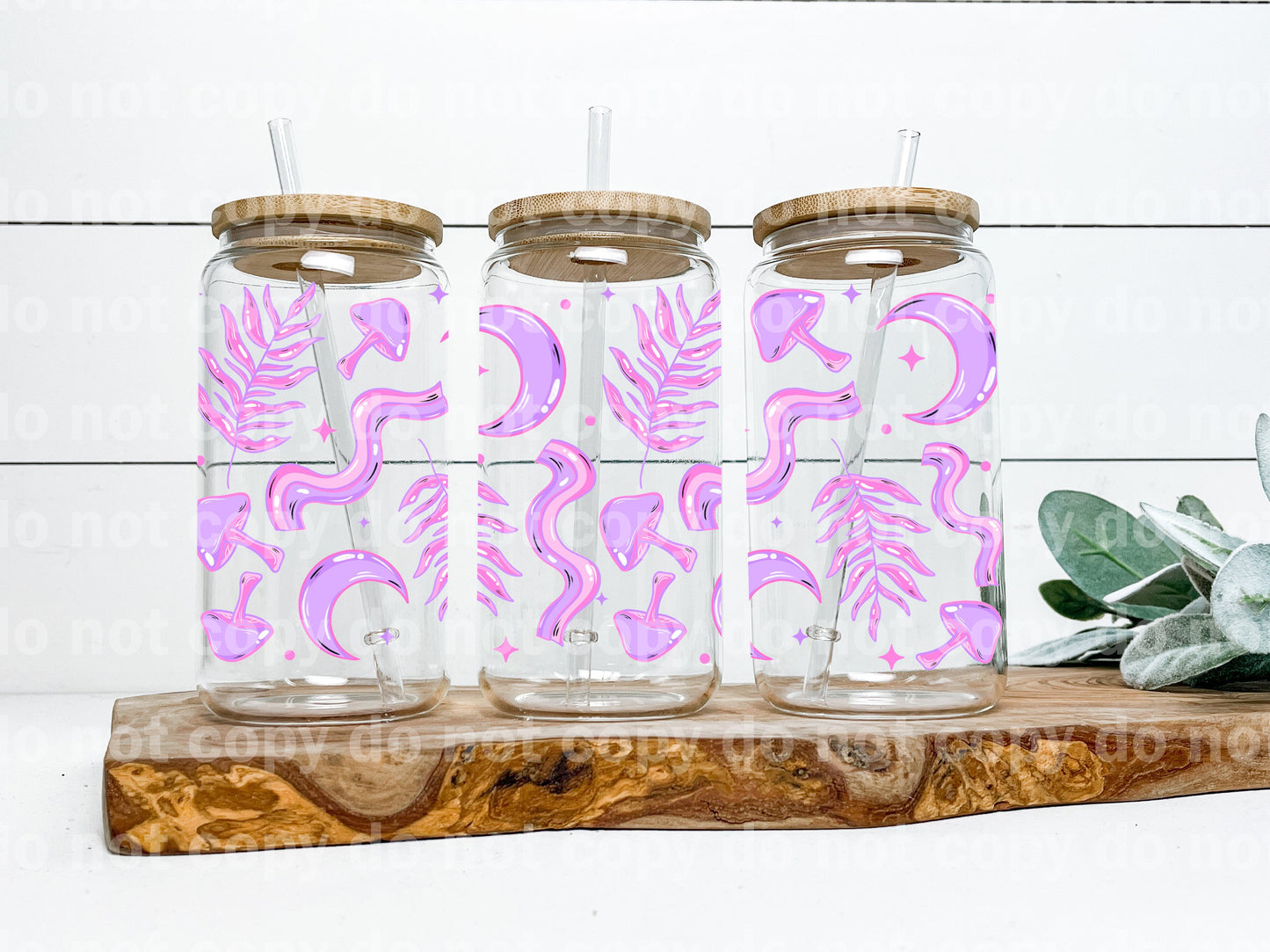 Moon Floral Purple 16oz Cup Wrap