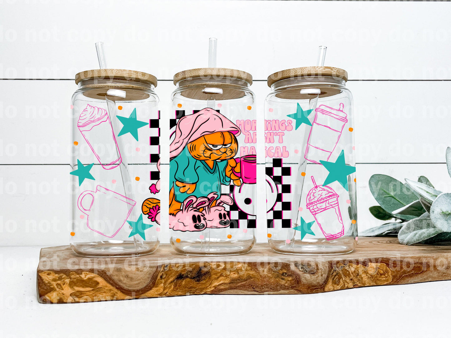 Mornings Aren't Magical Orange Cat 16oz Cup Wrap