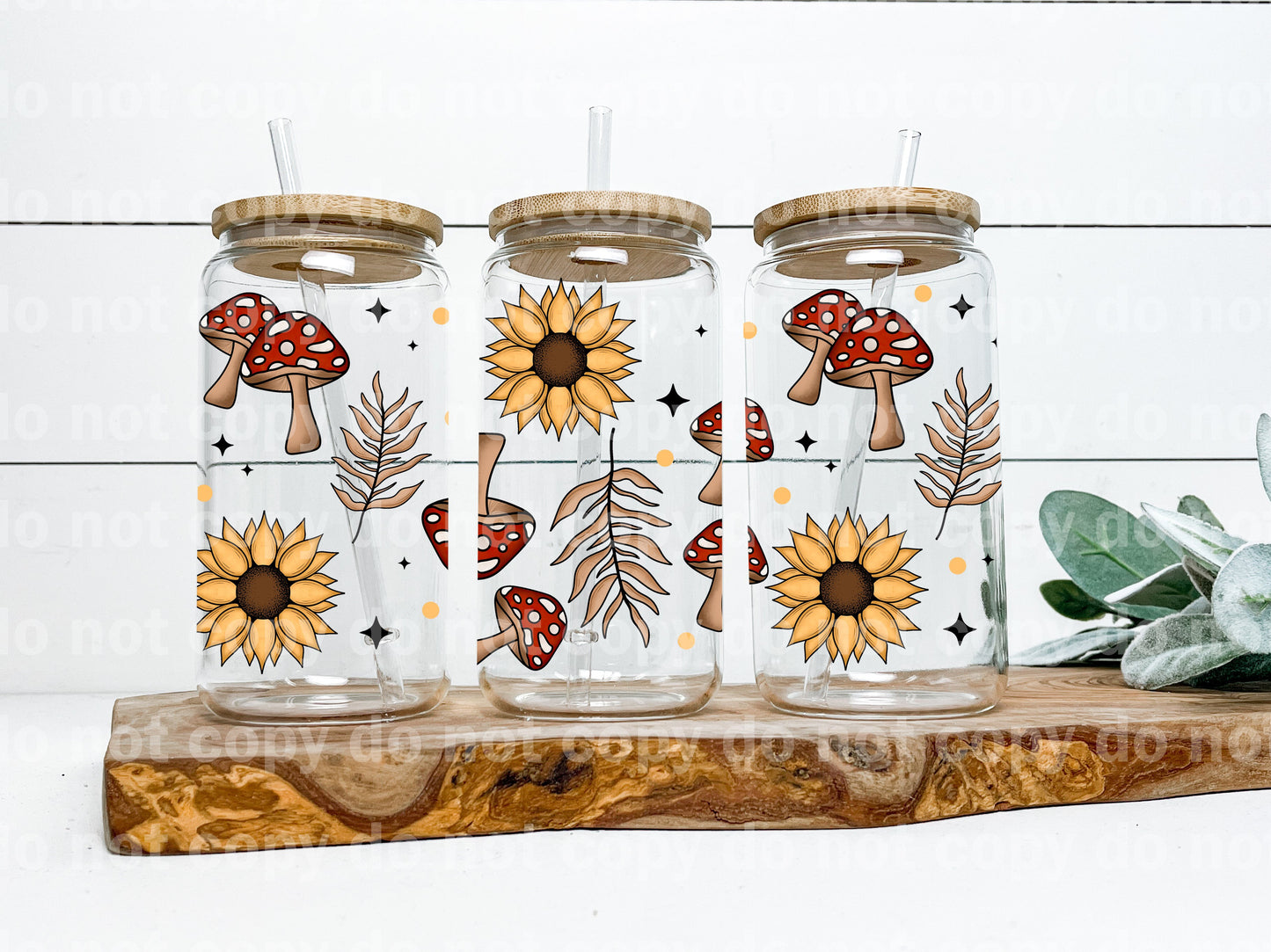 Mushroom and Sunflowers 16oz Cup Wrap