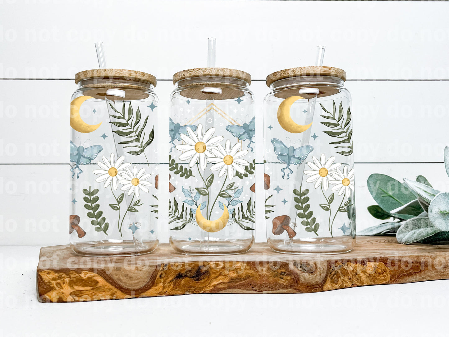 Mystical Moon Flowers Doodle 16oz Cup Wrap