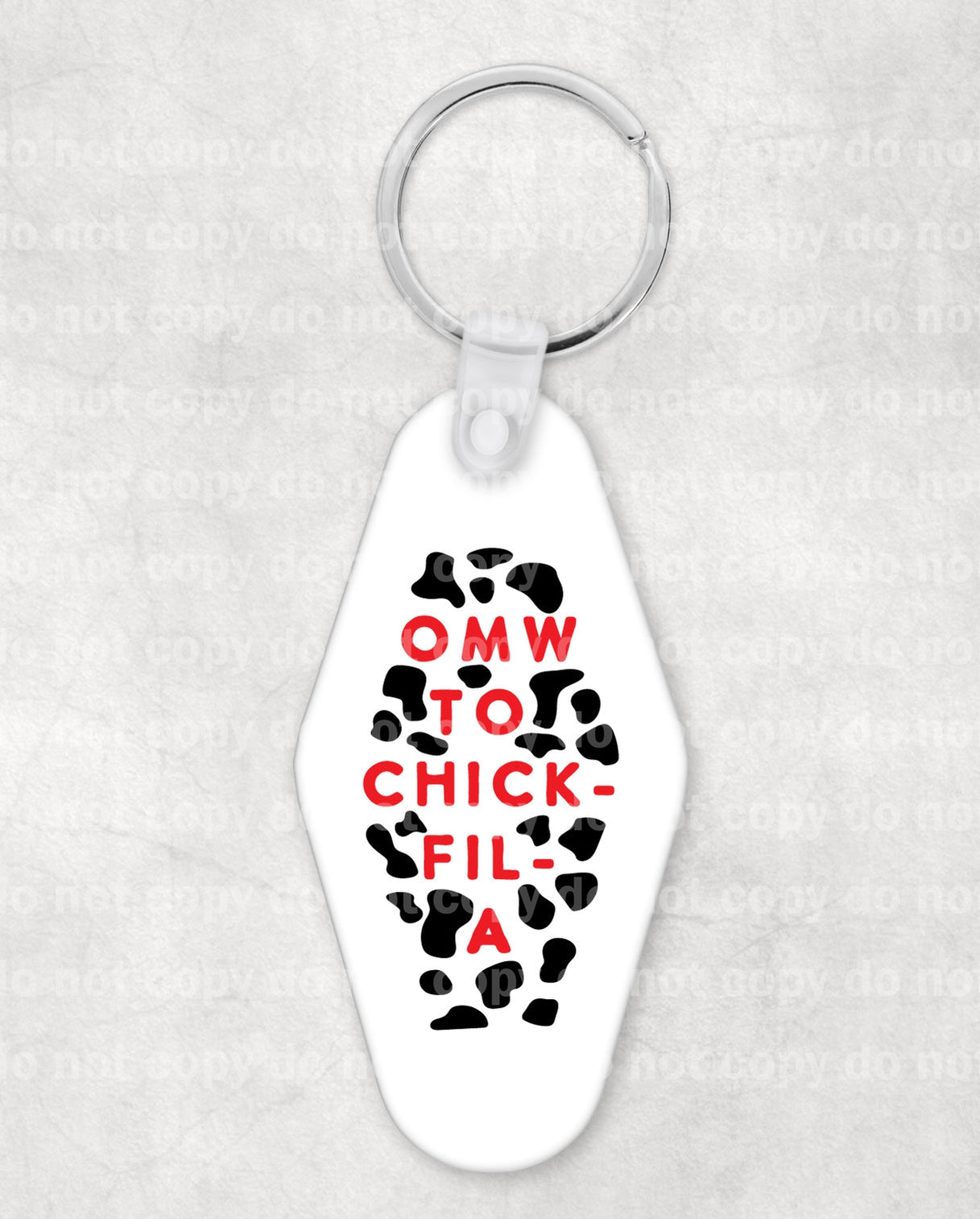 Omw To Chick - Fil - A Keychain UV DTF Eco solvent or sublimation transfer 1 x 2
