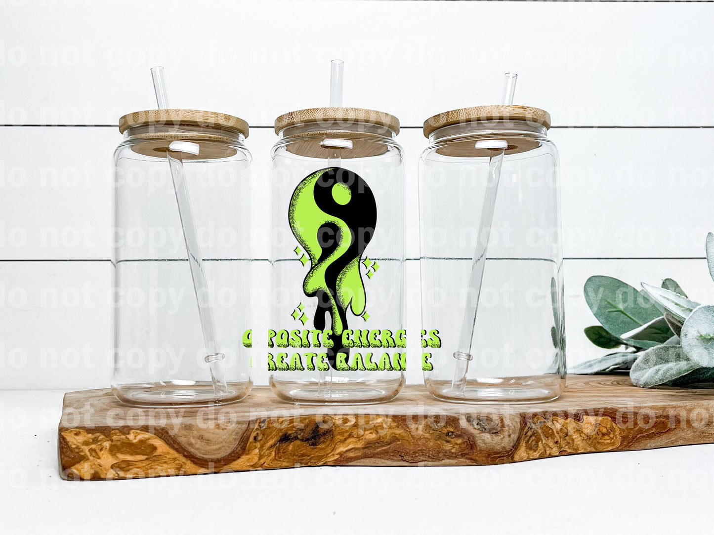 Opposite Energies Create Balance Green Yin Yang