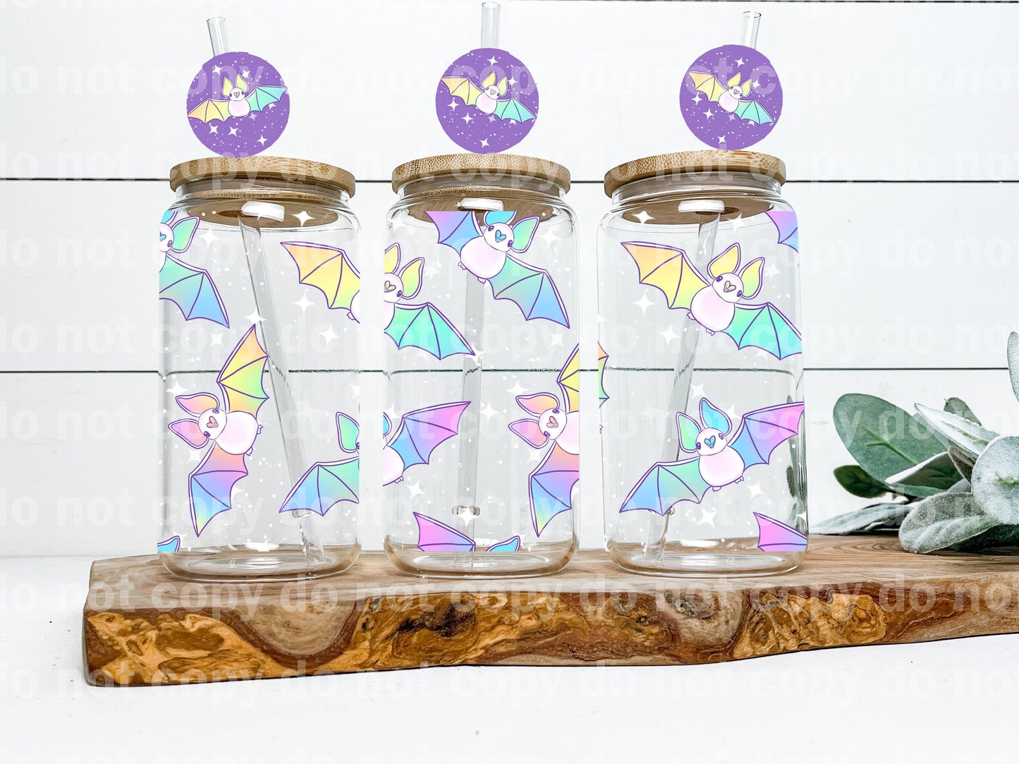 Pastel Color Bats 16oz Cup Wrap