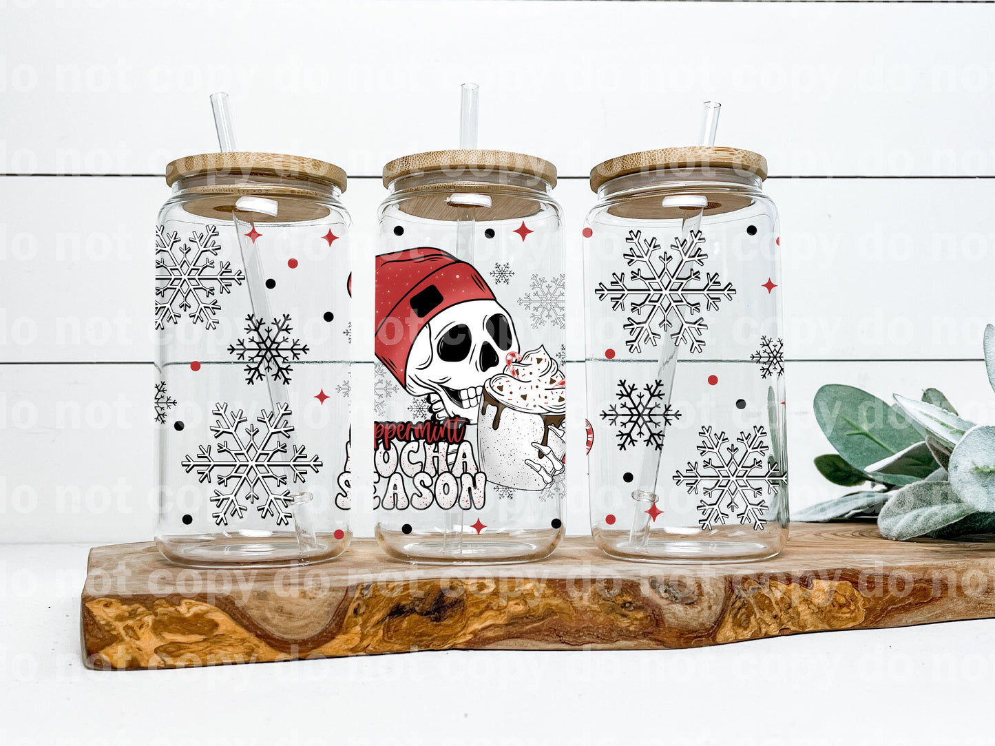 Peppermint Mocha Season Snowflakes 16oz Cup Wrap