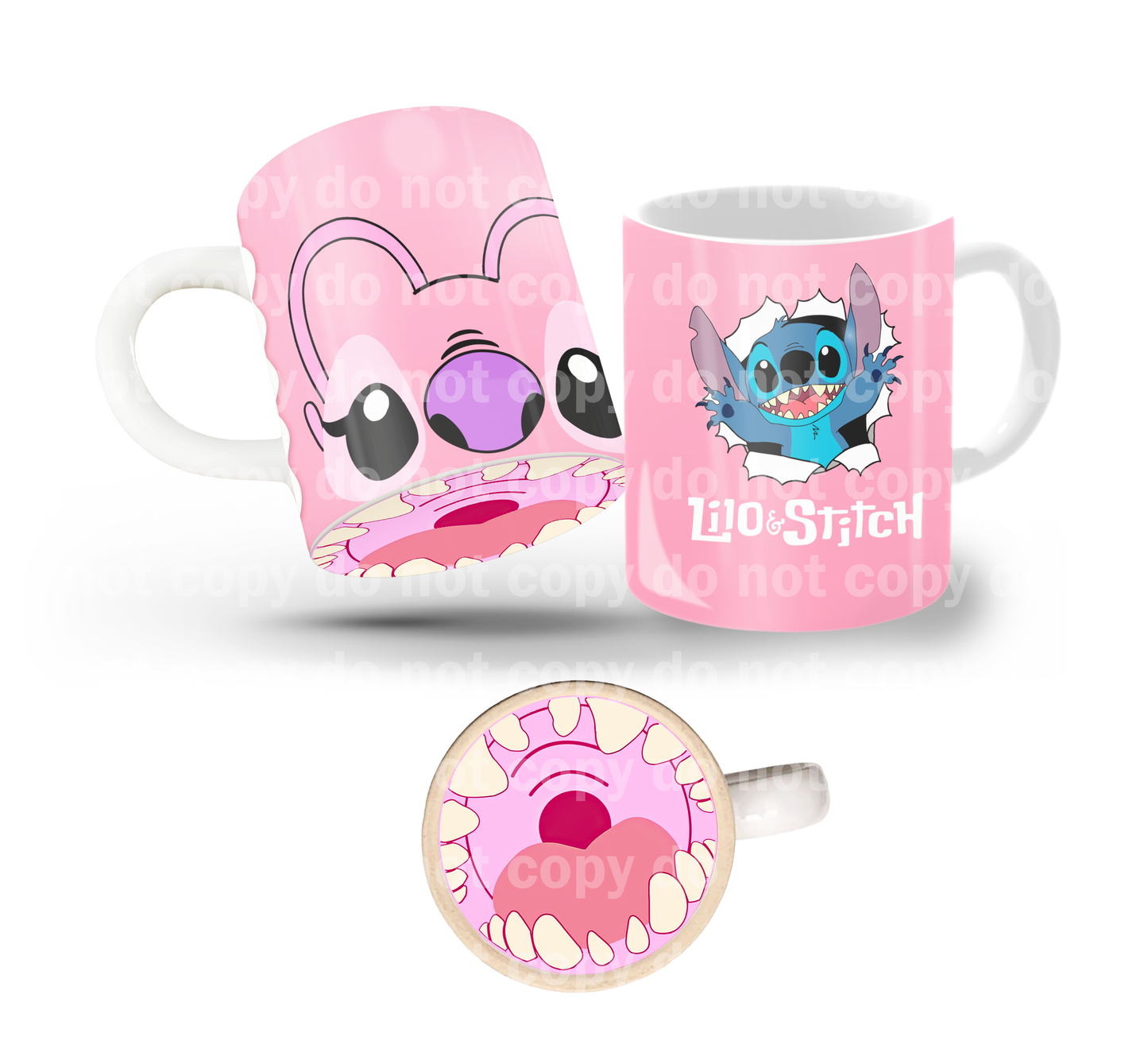 Pink Alien Tilt & Sip Mug Wrap + Bottom Design Set