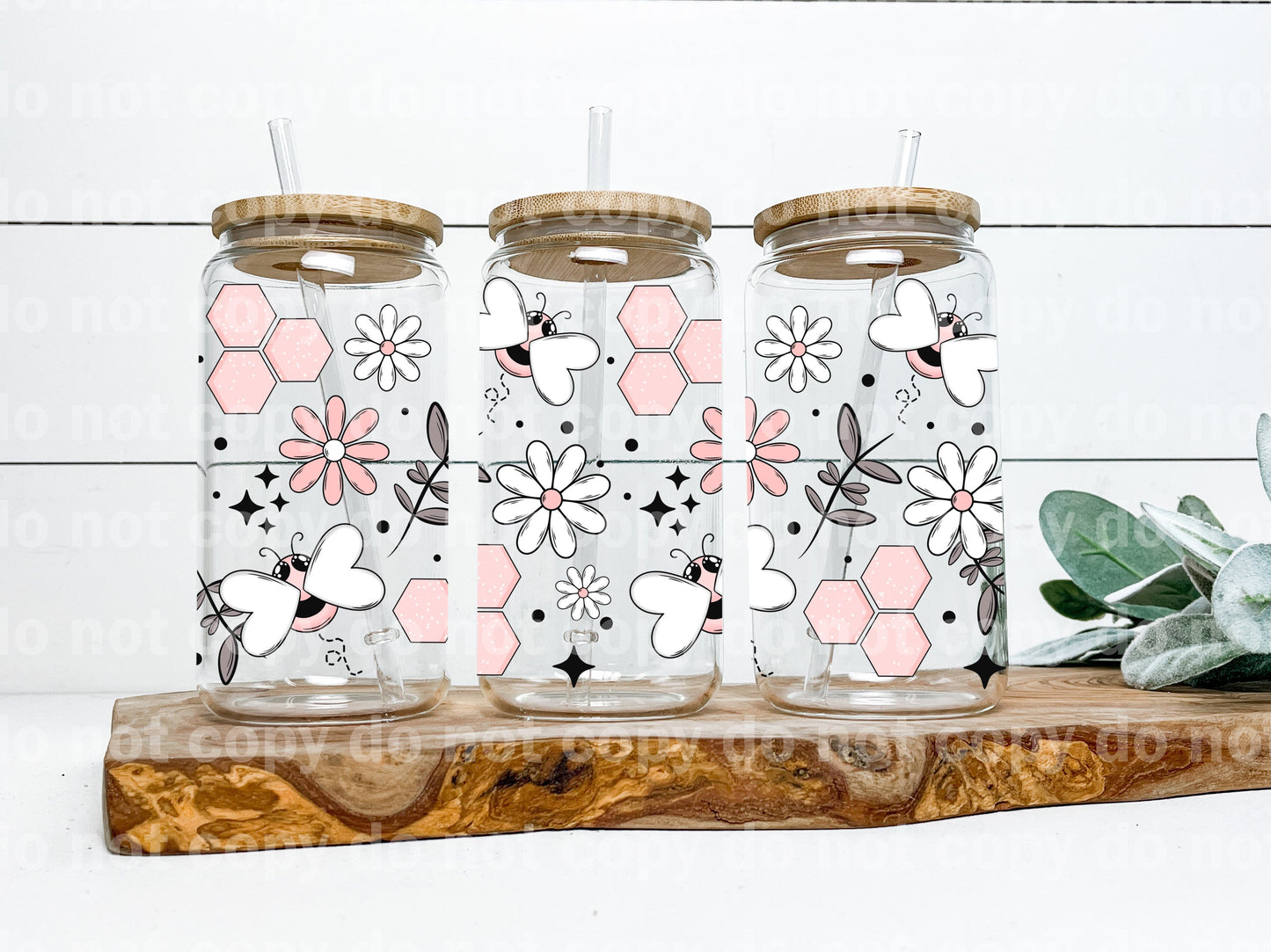Pink Bees 16oz Cup Wrap