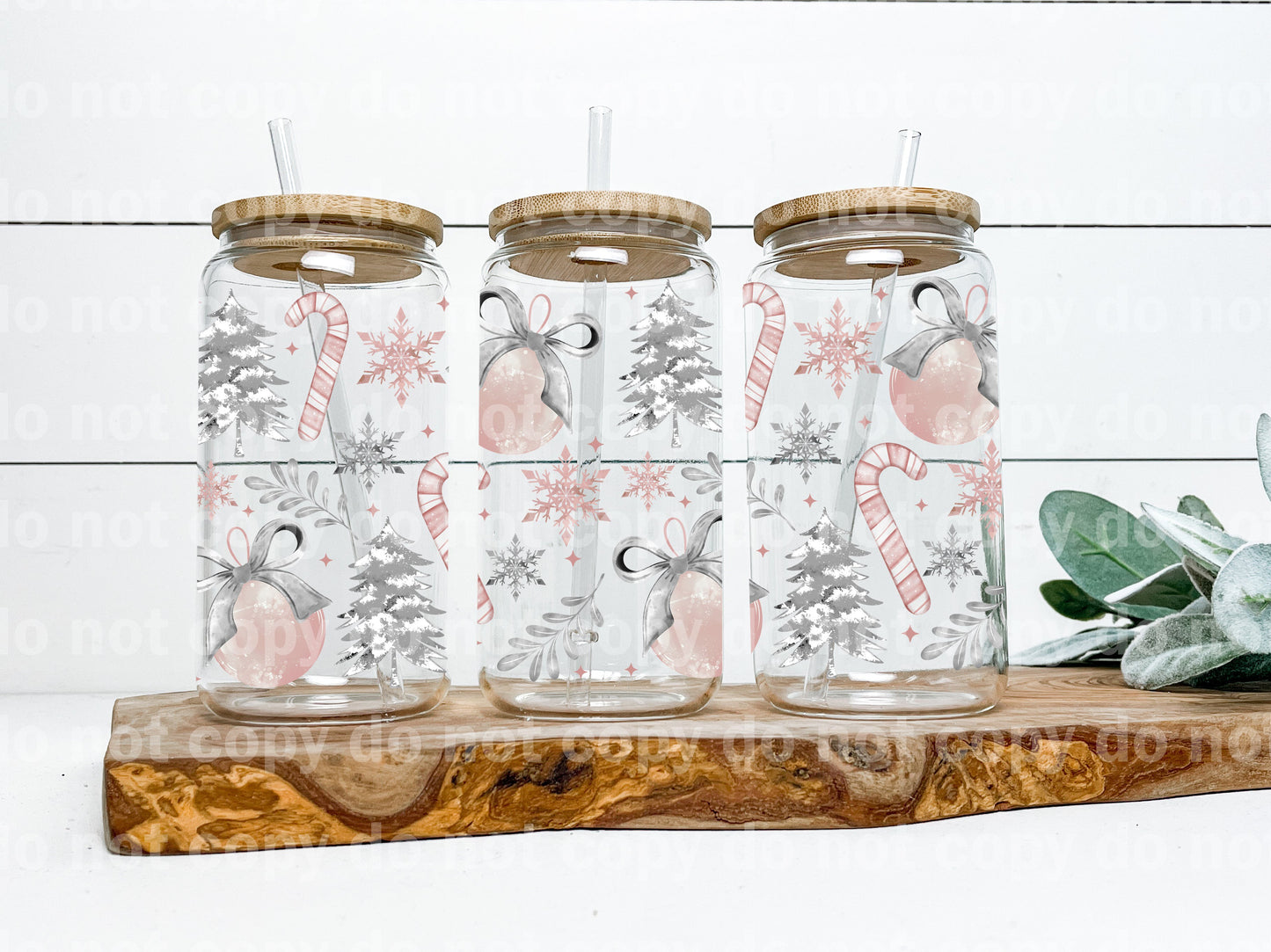 Pink Christmas Ornaments 16oz Cup Wrap