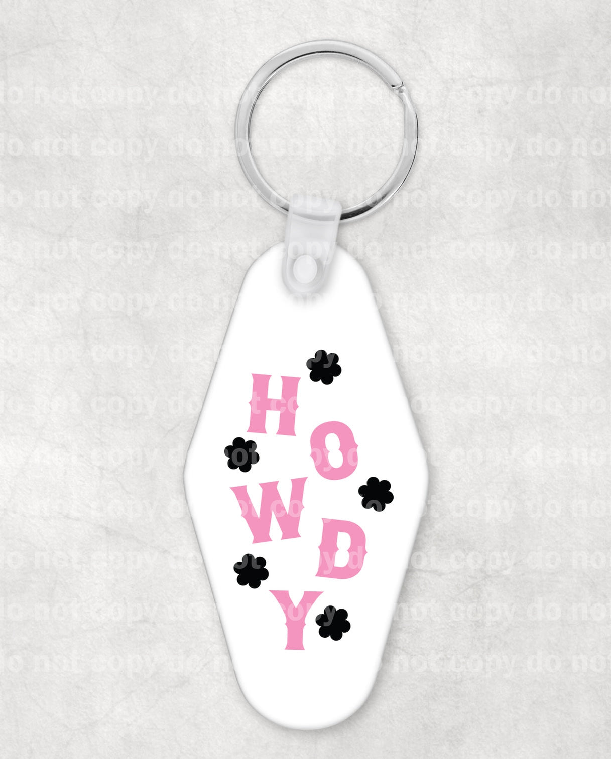 Pink Howdy Keychain UV DTF Eco solvent or sublimation transfer 1.1 x 2