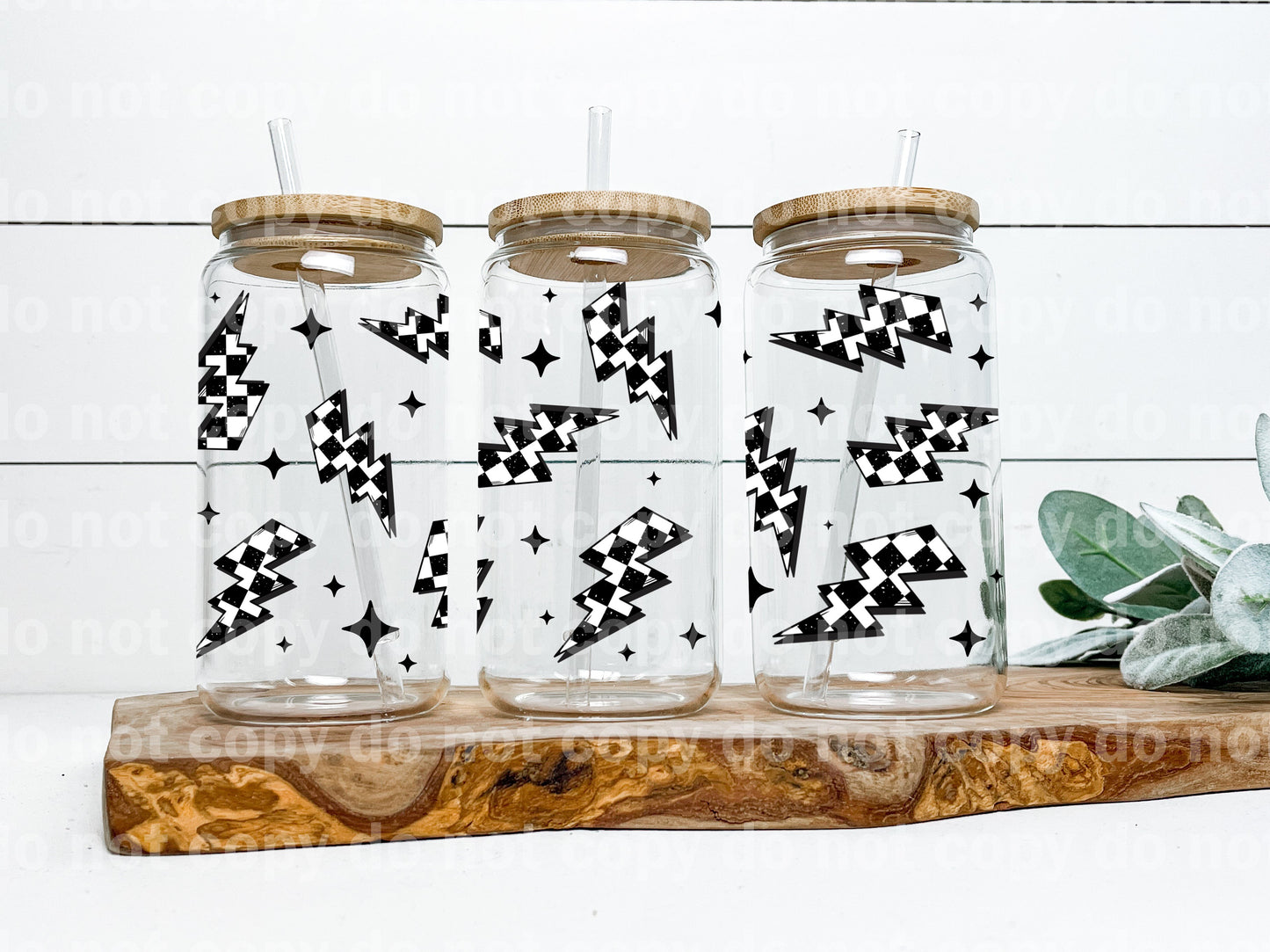 Envoltura de taza de 16 oz con relámpagos a cuadros