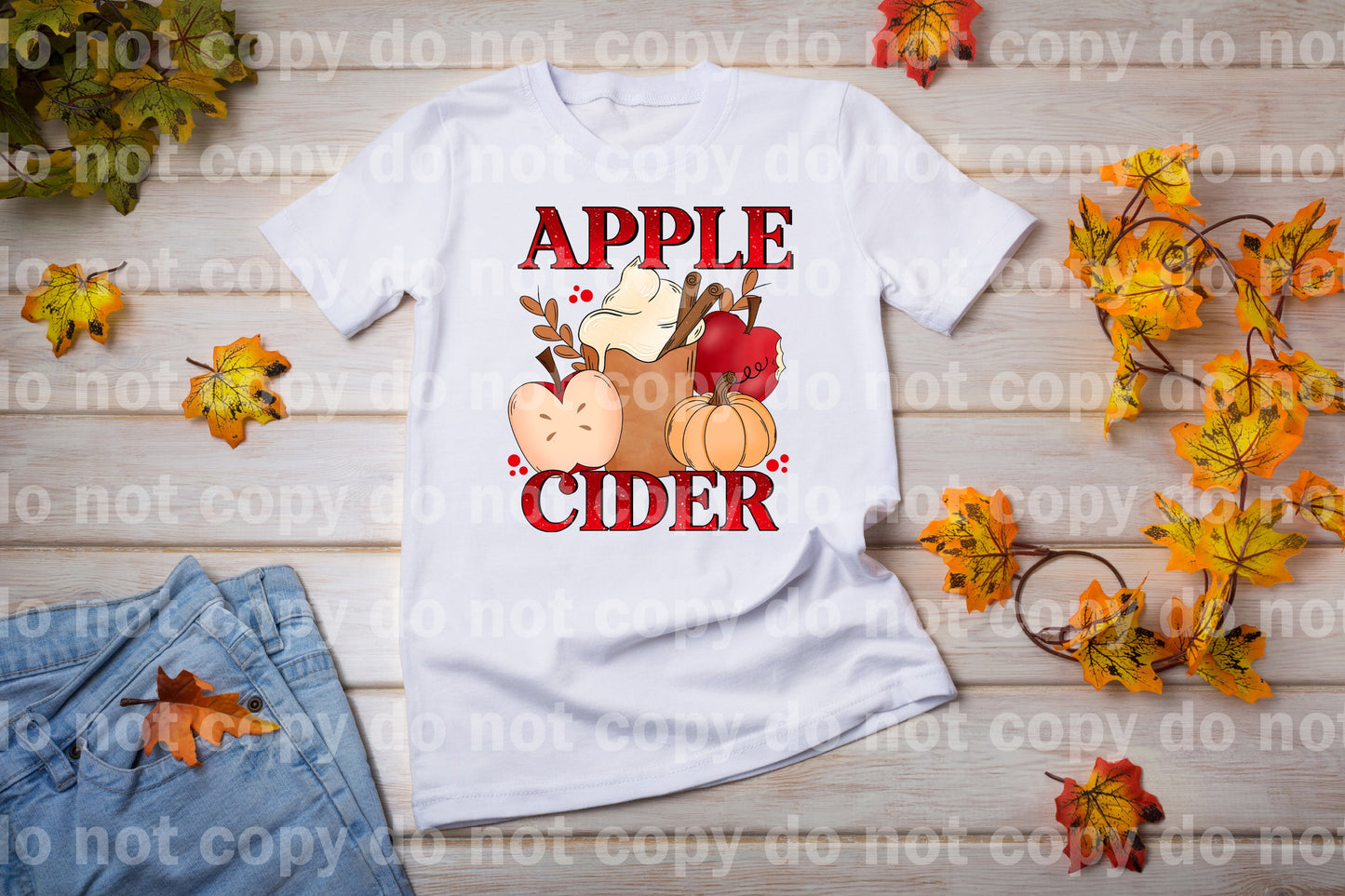 Impresión de ensueño de texto rojo de sidra de manzana o impresión de sublimación