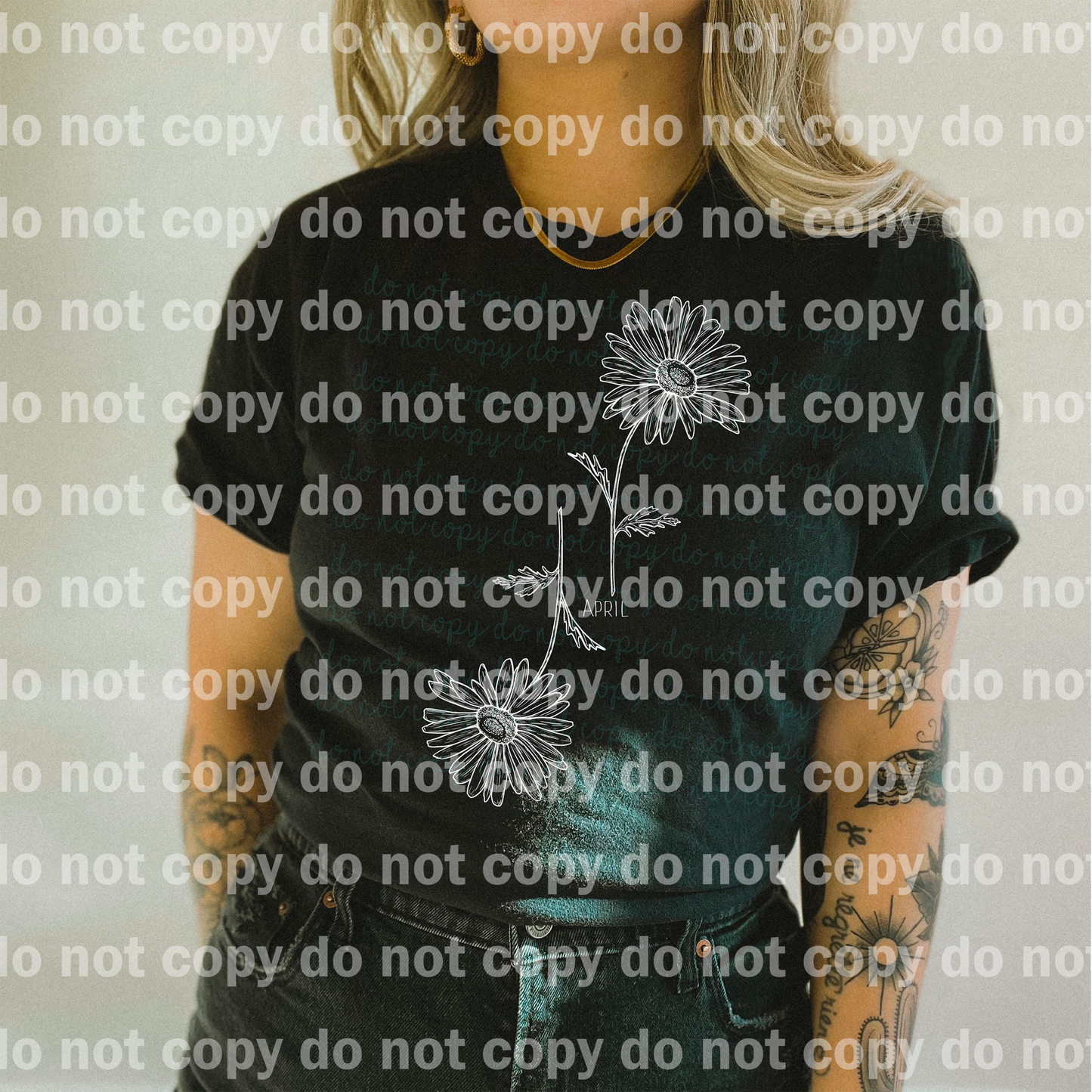 April Birth Flowers Black/White Dream Print or Sublimation Print with Decal Option