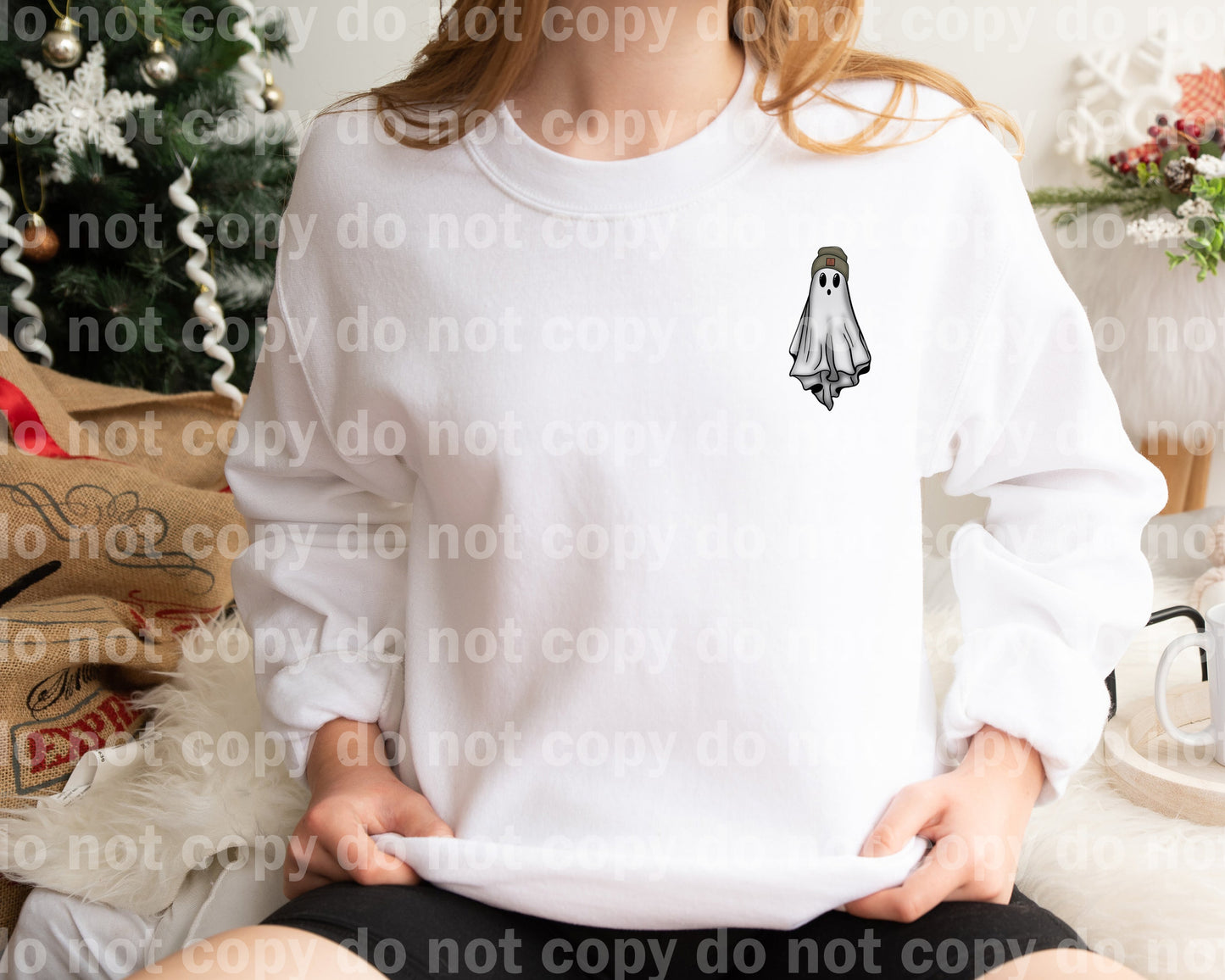 Beanie Season Ghost Red/Green with Pocket Option Dream Print or Sublimation Print