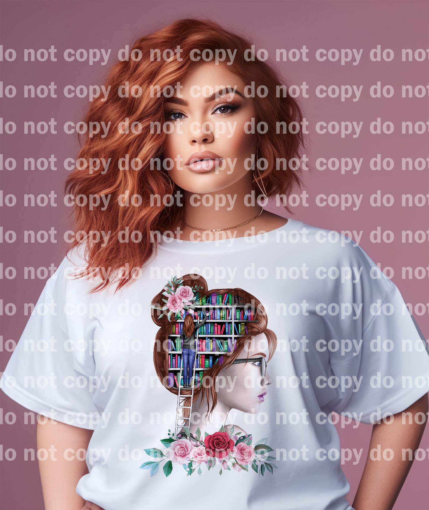 Library Book Head Girl Woman Red Hair Dream Print or Sublimation Print