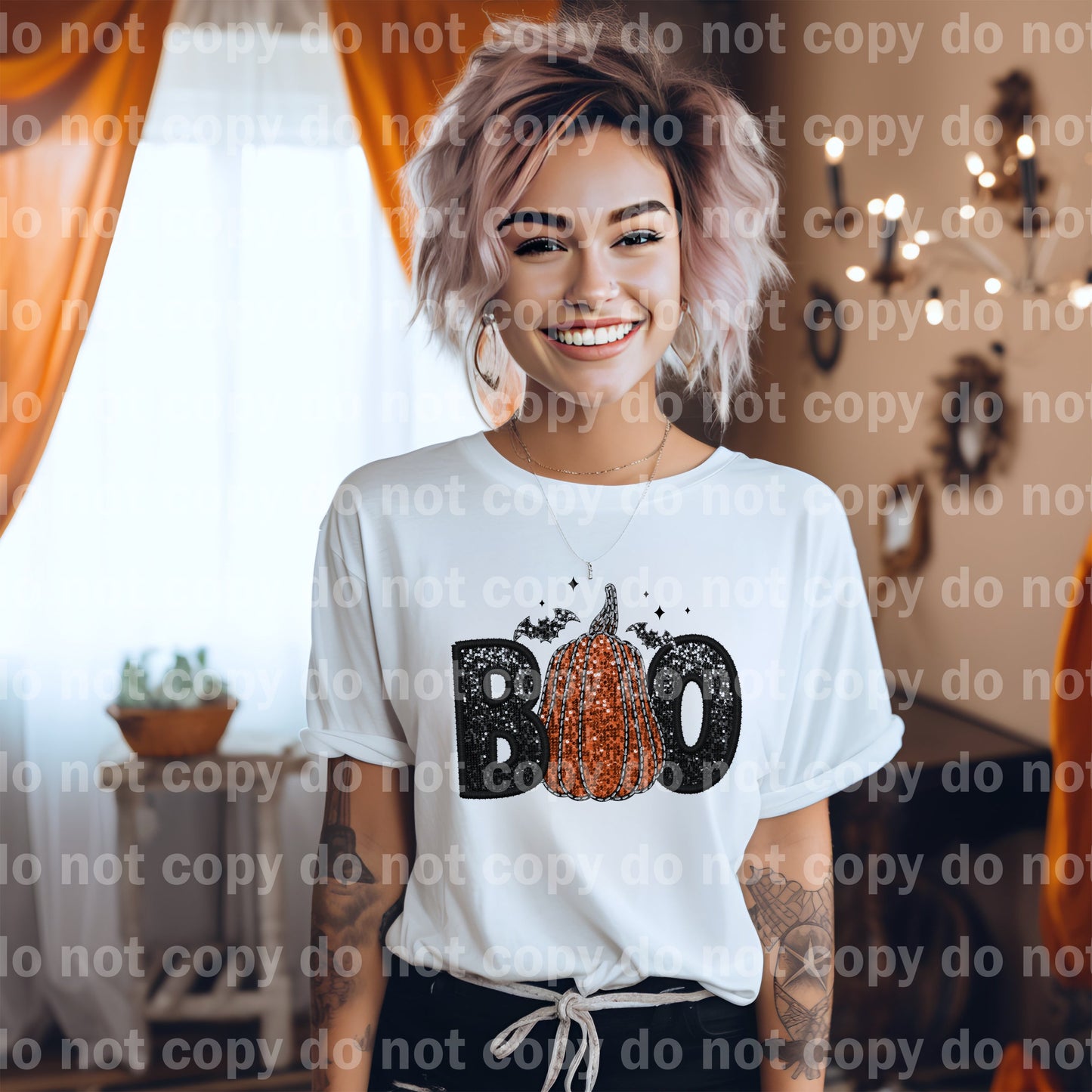 Boo Sequin Pumpkin Dream Print or Sublimation Print