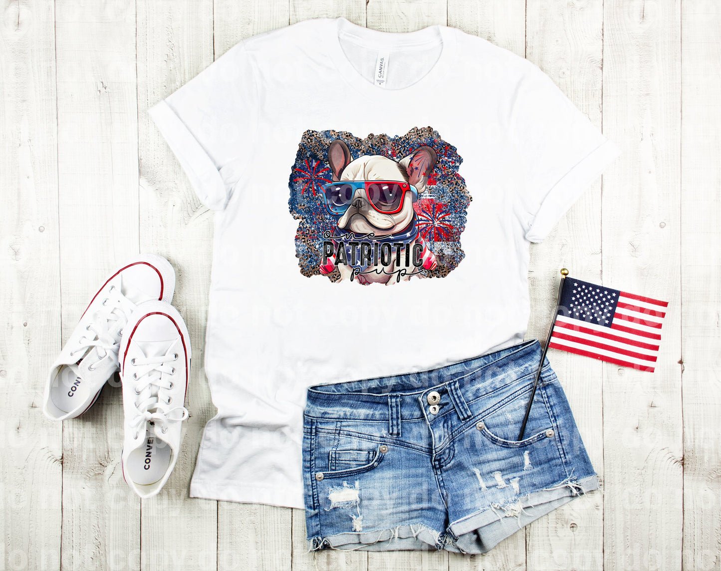 Un cachorro patriótico British Bulldog Pup Dream Print o impresión de sublimación