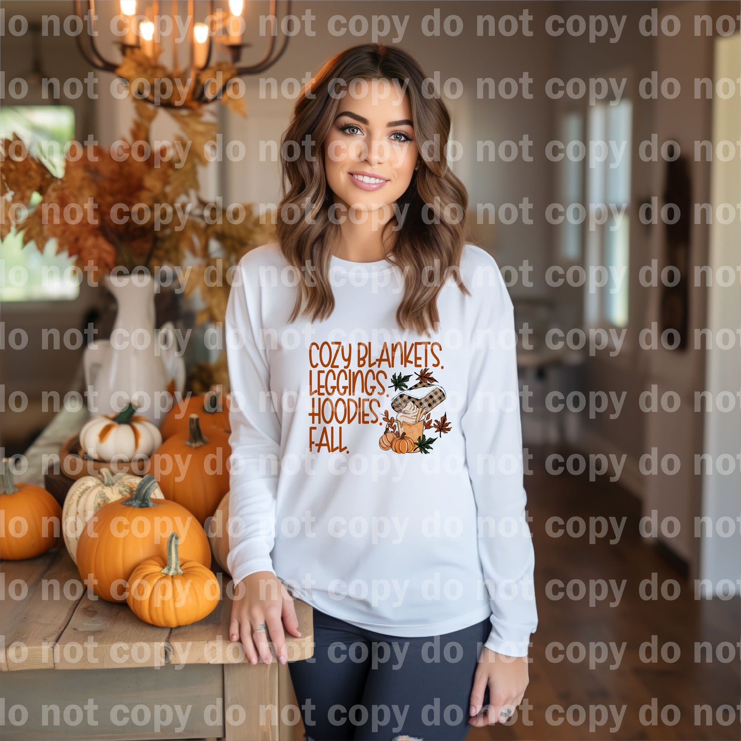 Mantas acogedoras Leggings Sudaderas con capucha Estampado de sueños de otoño o estampado por sublimación