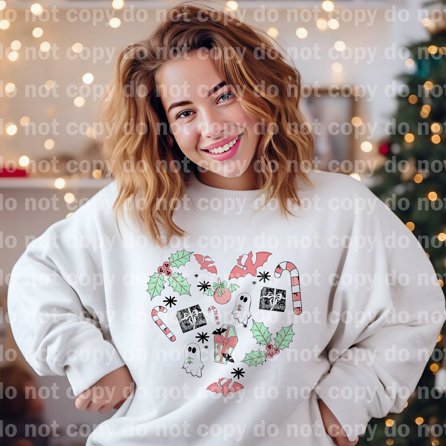Impresión de sueño de corazón de Navidad espeluznante o impresión de sublimación