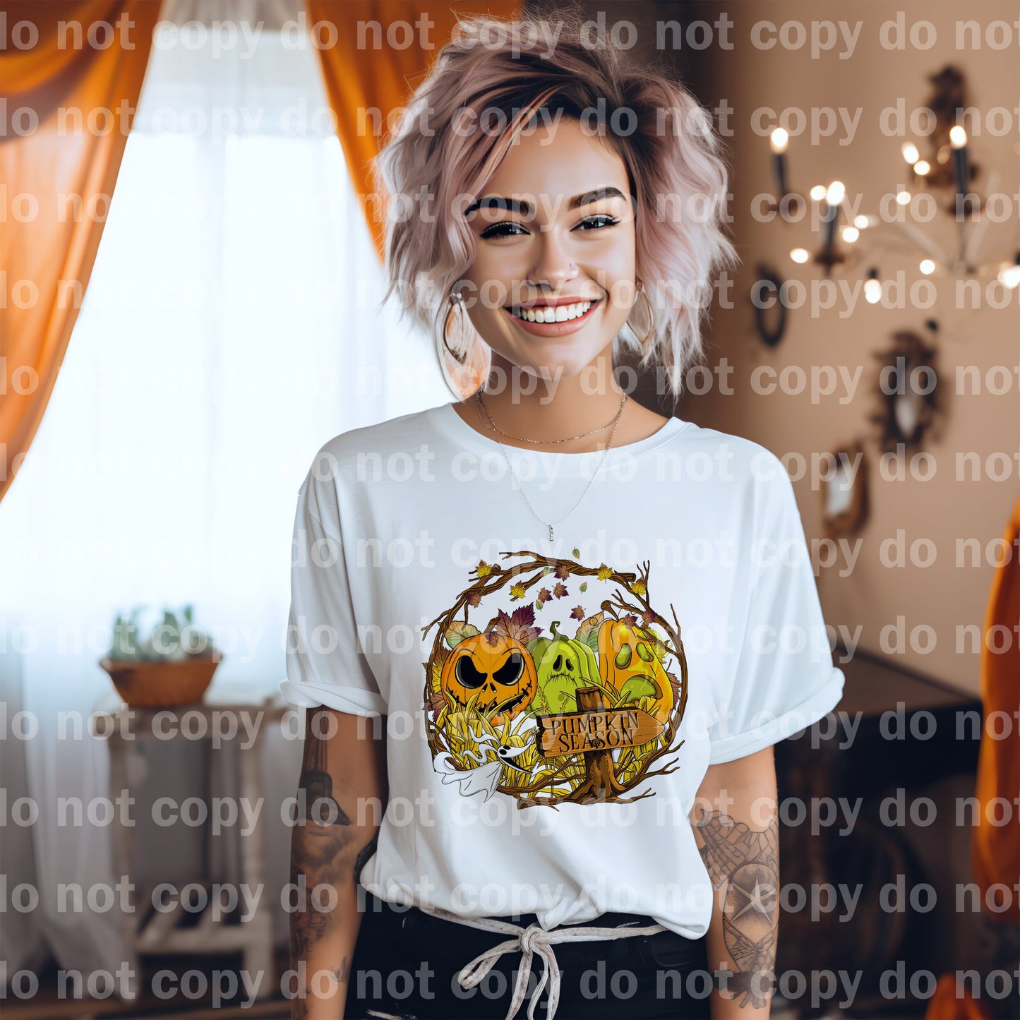 Creepy Pumpkin Season Zero with Optional Sleeve Design Dream Print or Sublimation Print