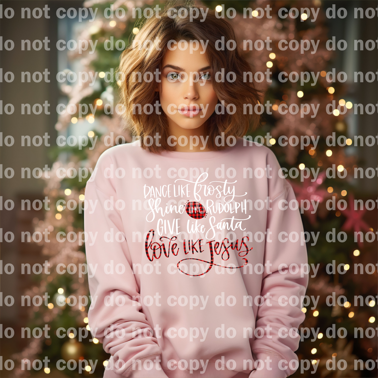 Baila como Frosty Shine como Rudolph Da como Santa Amor como Jesús Plaid Dream Print o Impresión de sublimación