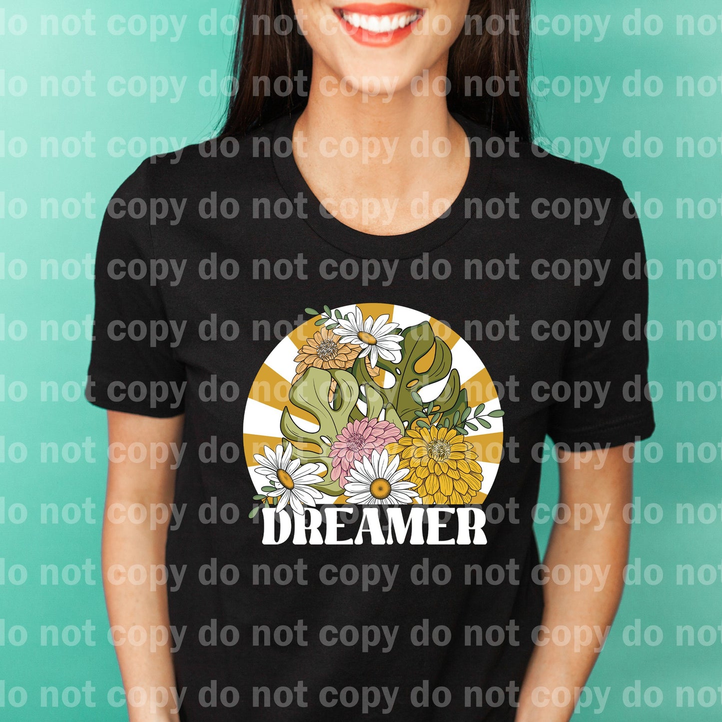 Dreamer Floral Retro Black/White Dream Print or Sublimation Print