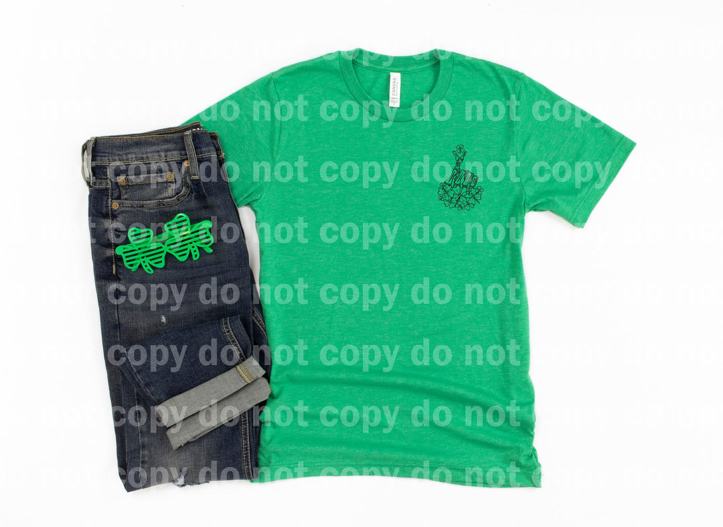 Feeling Lucky Heart Finger Skellie Full Color/One Color with Pocket Option Dream Print or Sublimation Print