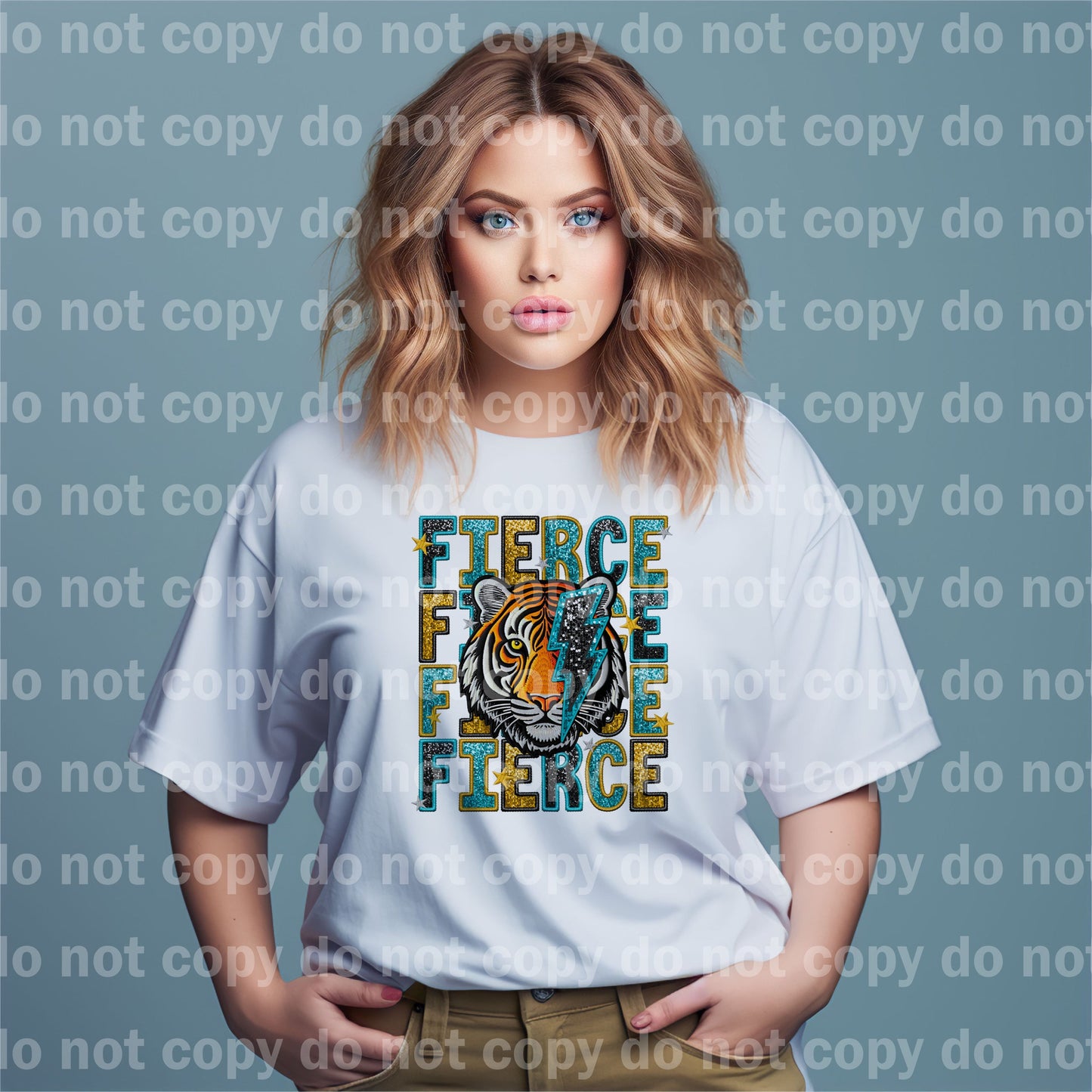 Impresión de ensueño de tigre apilado con bordado feroz o impresión por sublimación