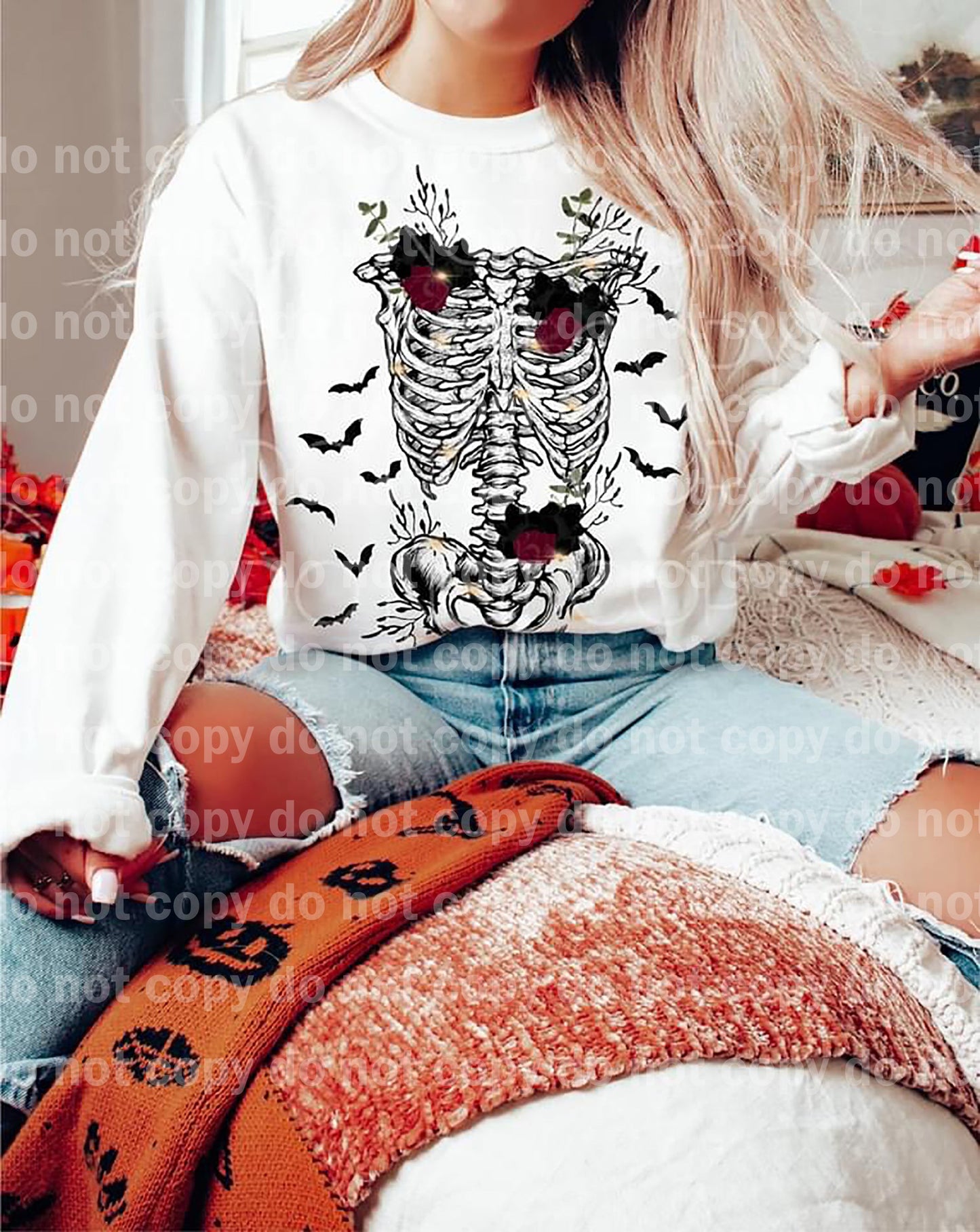 Estampado de ensueño de murciélagos esqueleto floral o estampado por sublimación