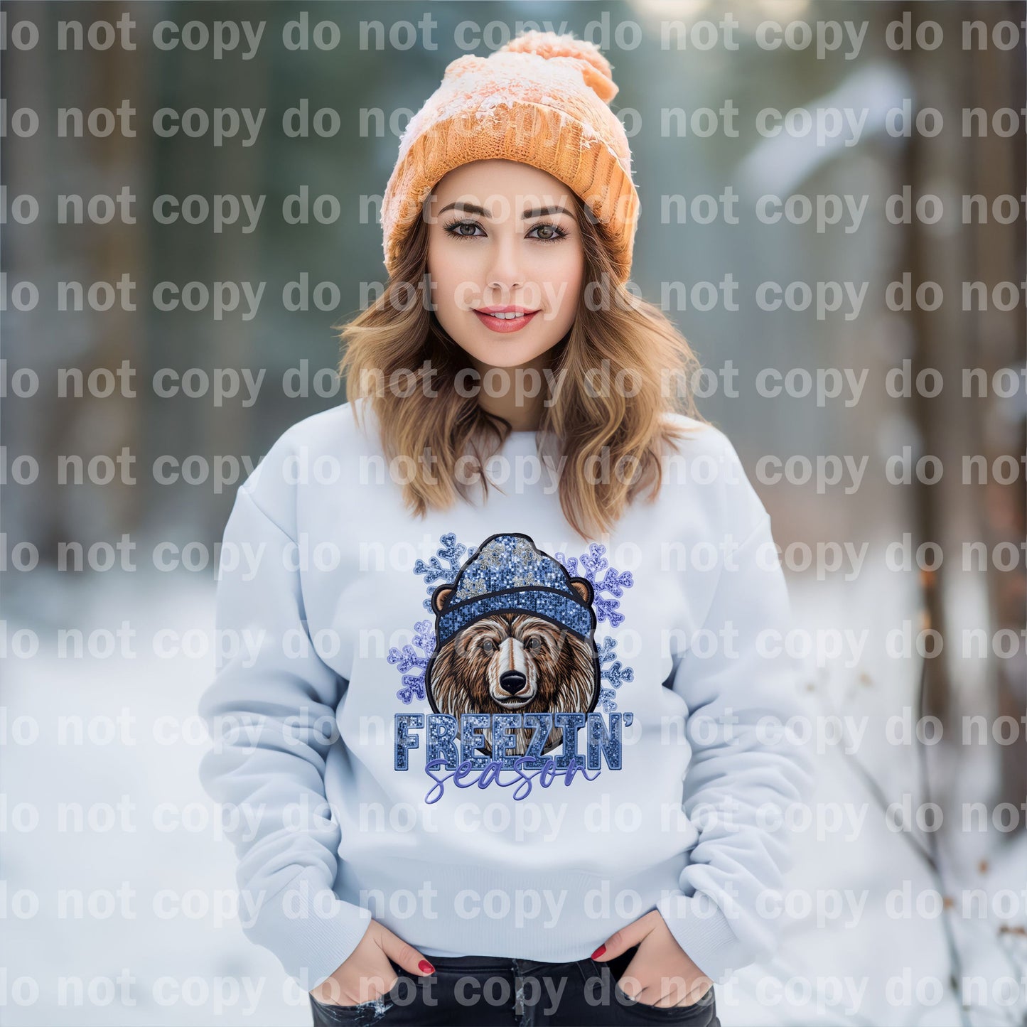 Freezin' Season Bear with Optional Sleeve Design Dream Print or Sublimation Print