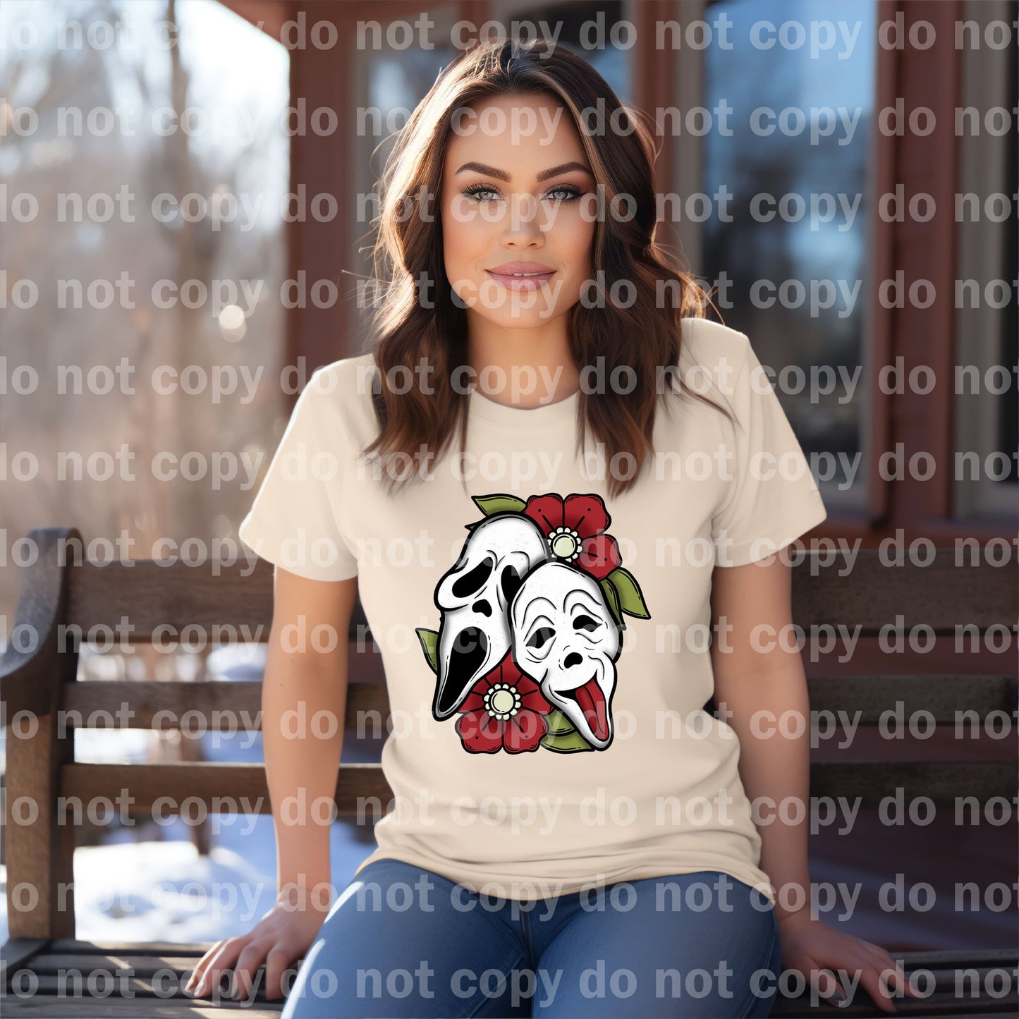 Ghost Face Floral Distressed/Non Distressed Dream Print or Sublimation Print