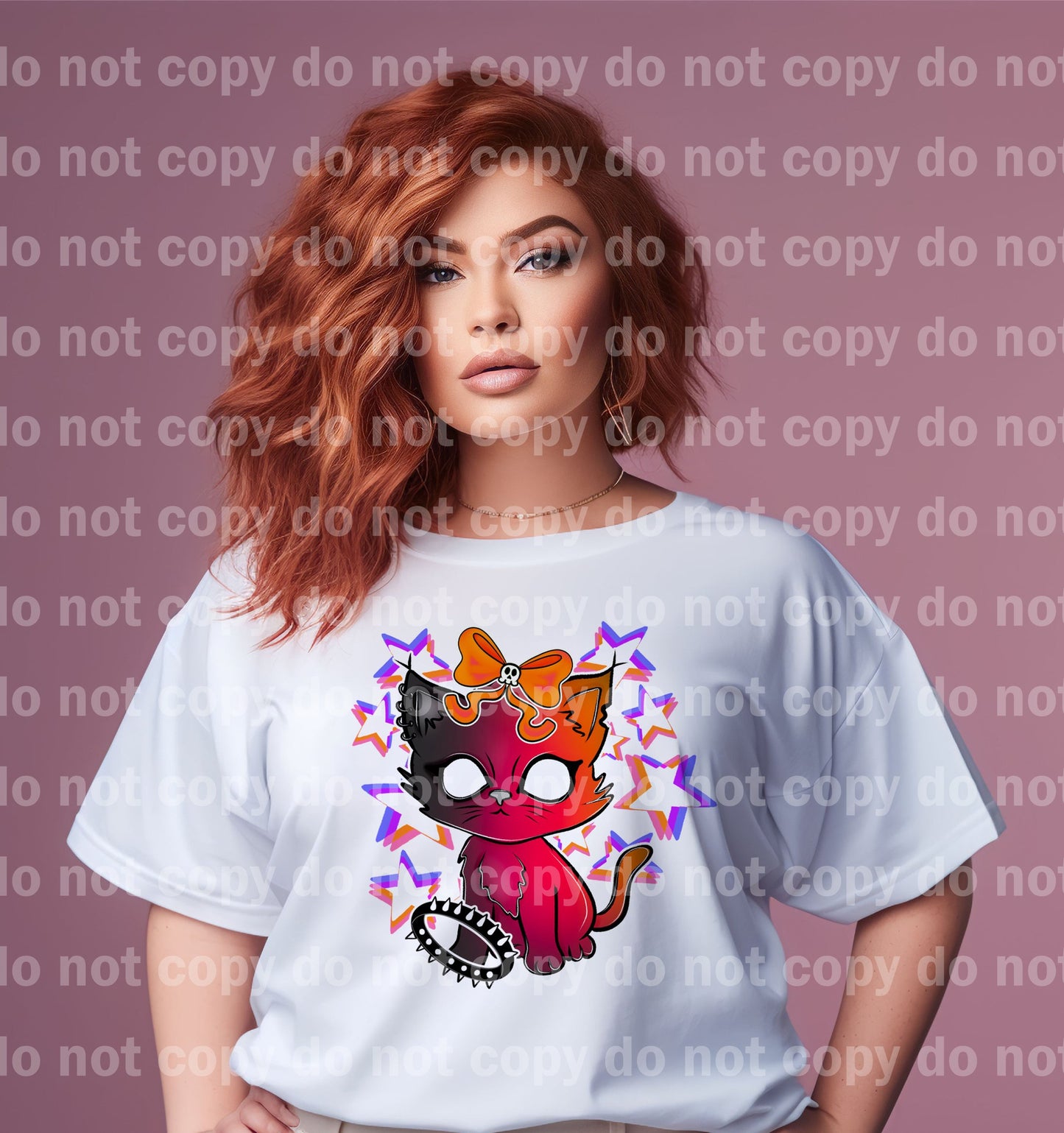 Ghostly Kitten with Bow Dream Print or Sublimation Print