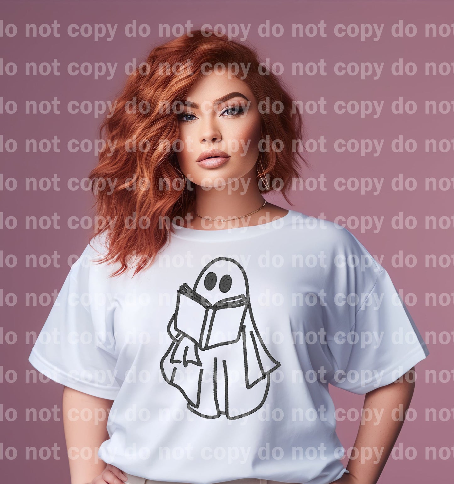 Ghost Reading Book Embroidery Dream Print or Sublimation Print