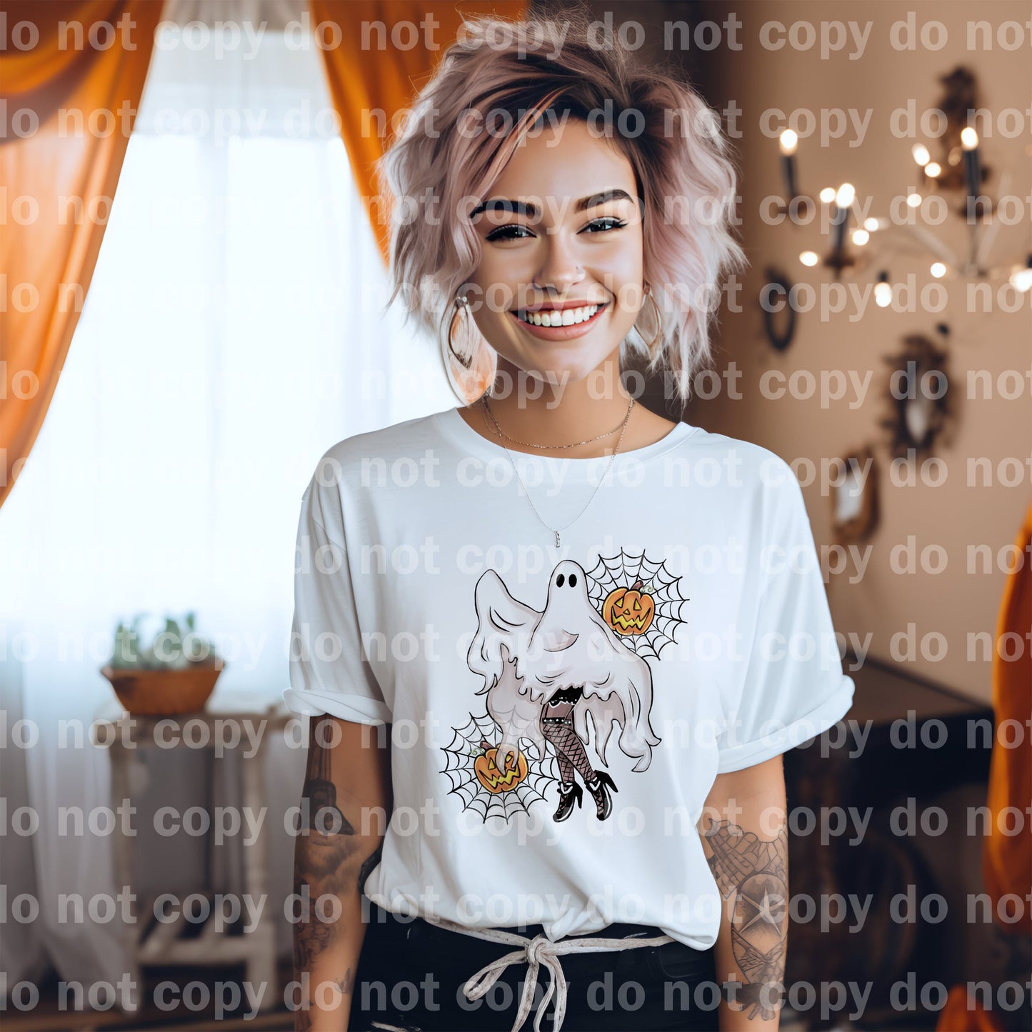 Girl Ghost Pumpkins Dream Print or Sublimation Print