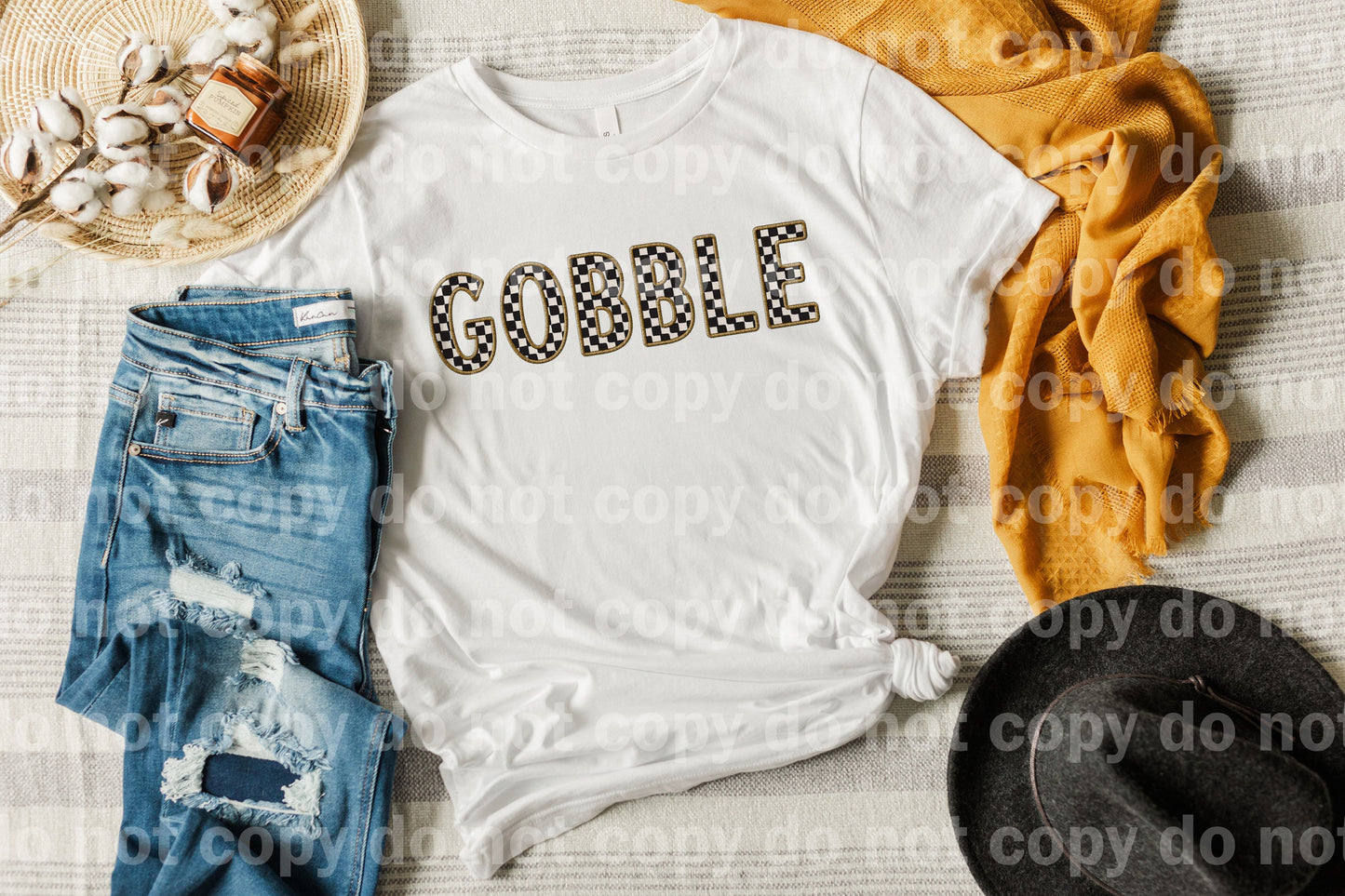 Gobble Embroidery Checkered Dream Print or Sublimation Print