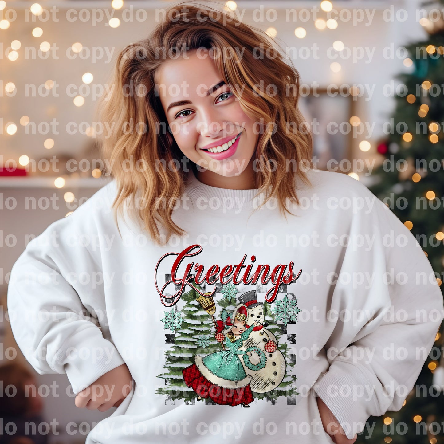 Greetings Vintage Frosty Snowman with Optional Sleeve Design Dream Print or Sublimation Print