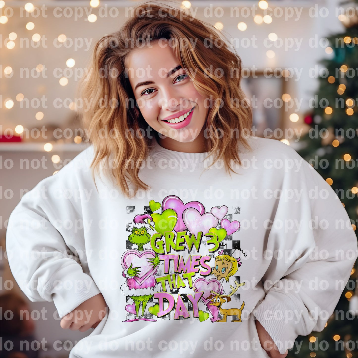 Grew Three Times That Day Plaid Green Guy with Optional Sleeve Design Dream Print or Sublimation Print