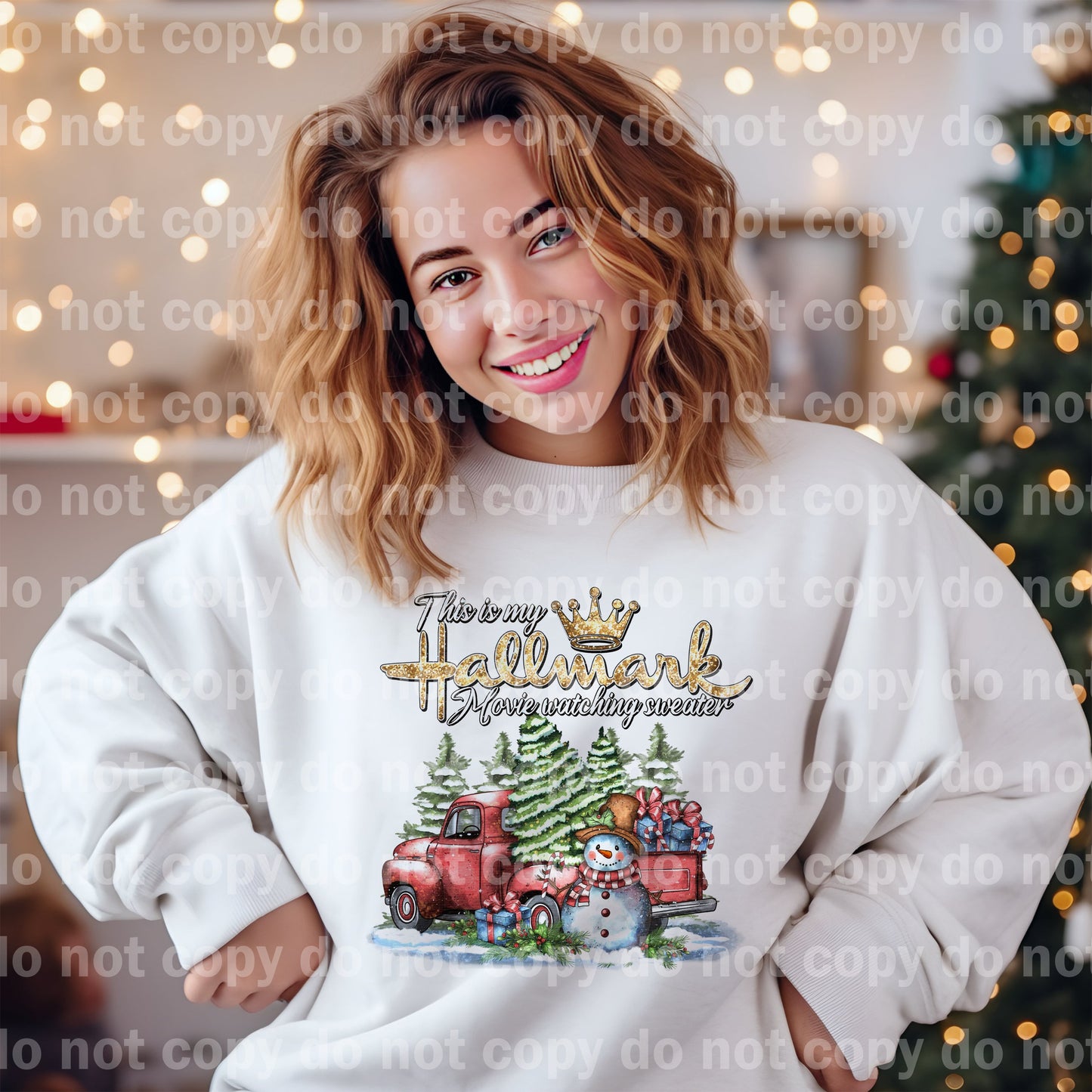 Hallmark Christmas Movie Watching Sweater with Optional Sleeve Design Dream Print or Sublimation Print