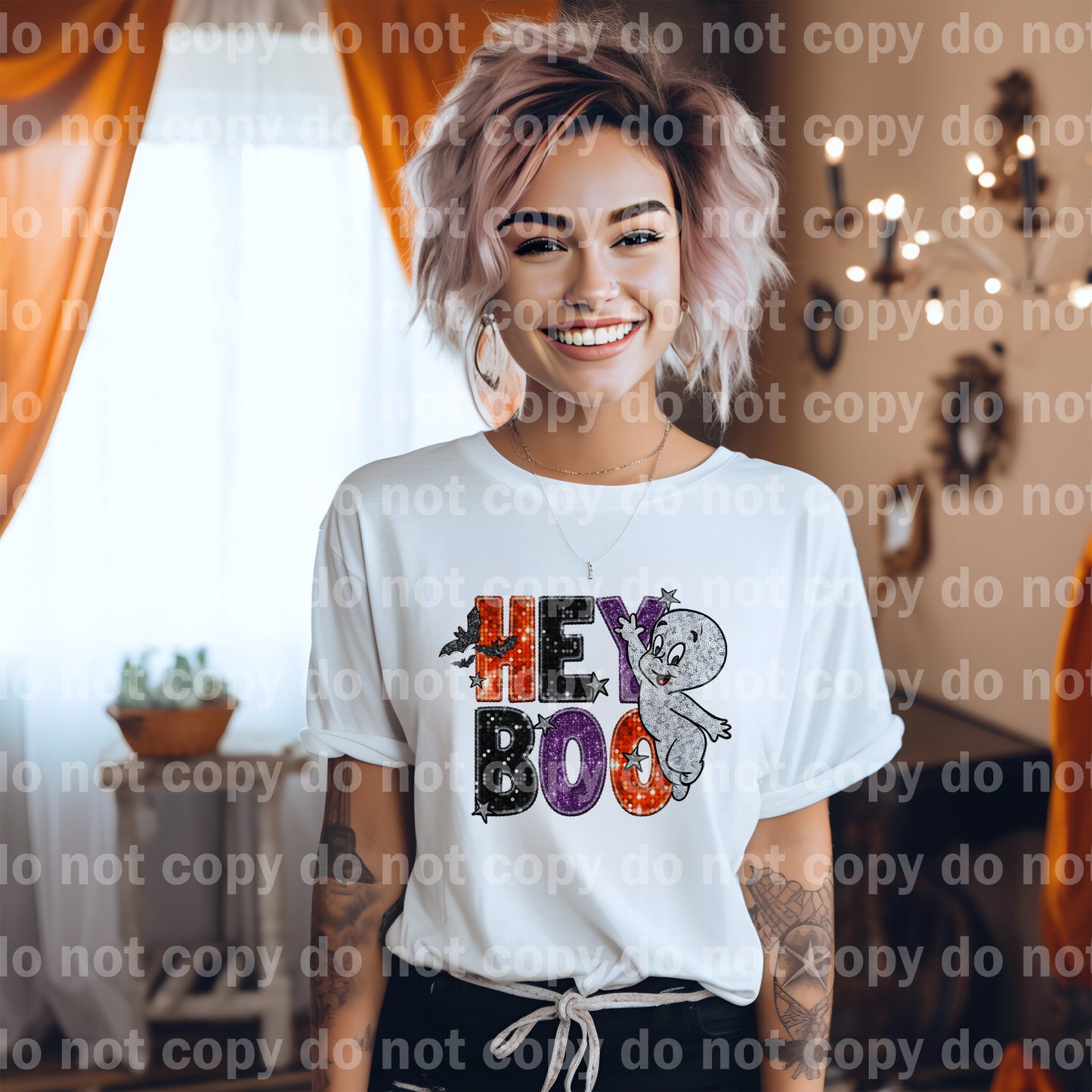 Hey Boo Faux Baby Ghost Dream Print or Sublimation Print