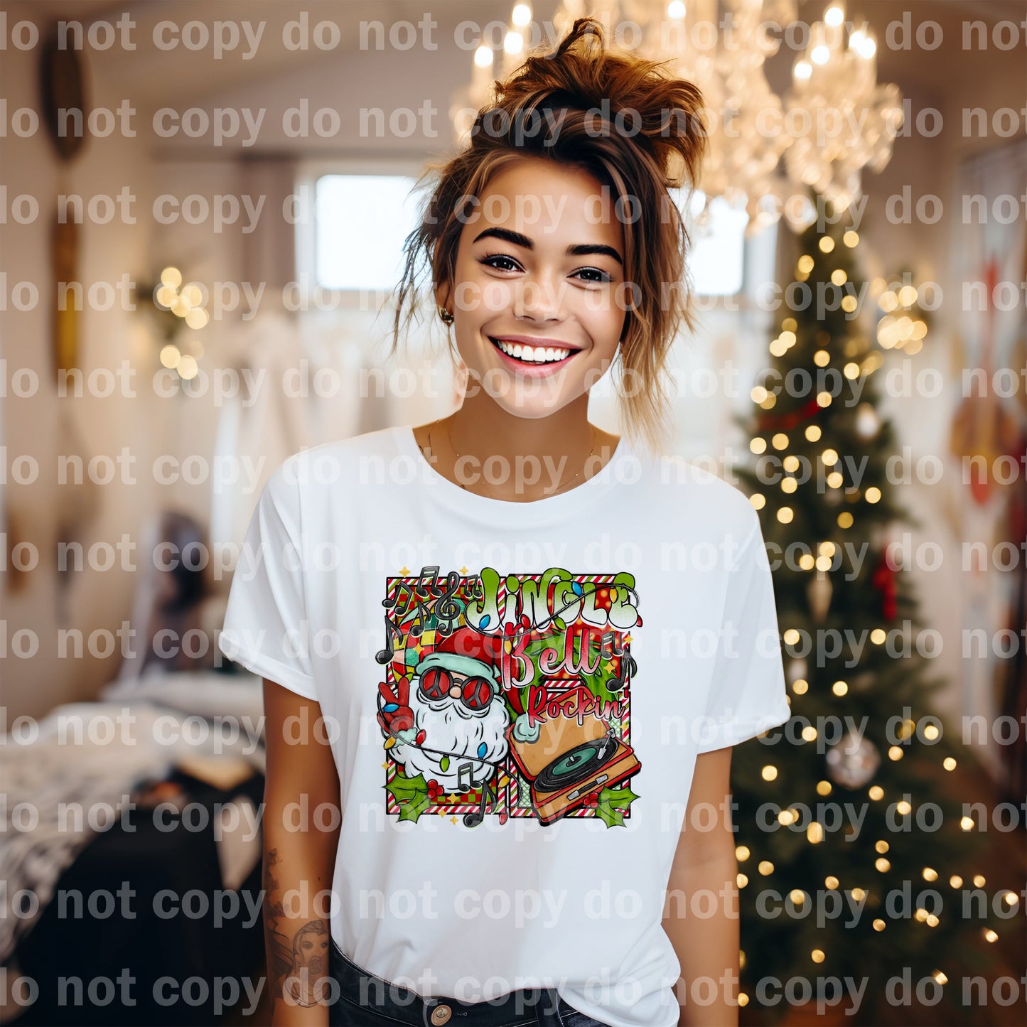 Jingle Bell Rockin con diseño de manga opcional Impresión de ensueño o impresión por sublimación