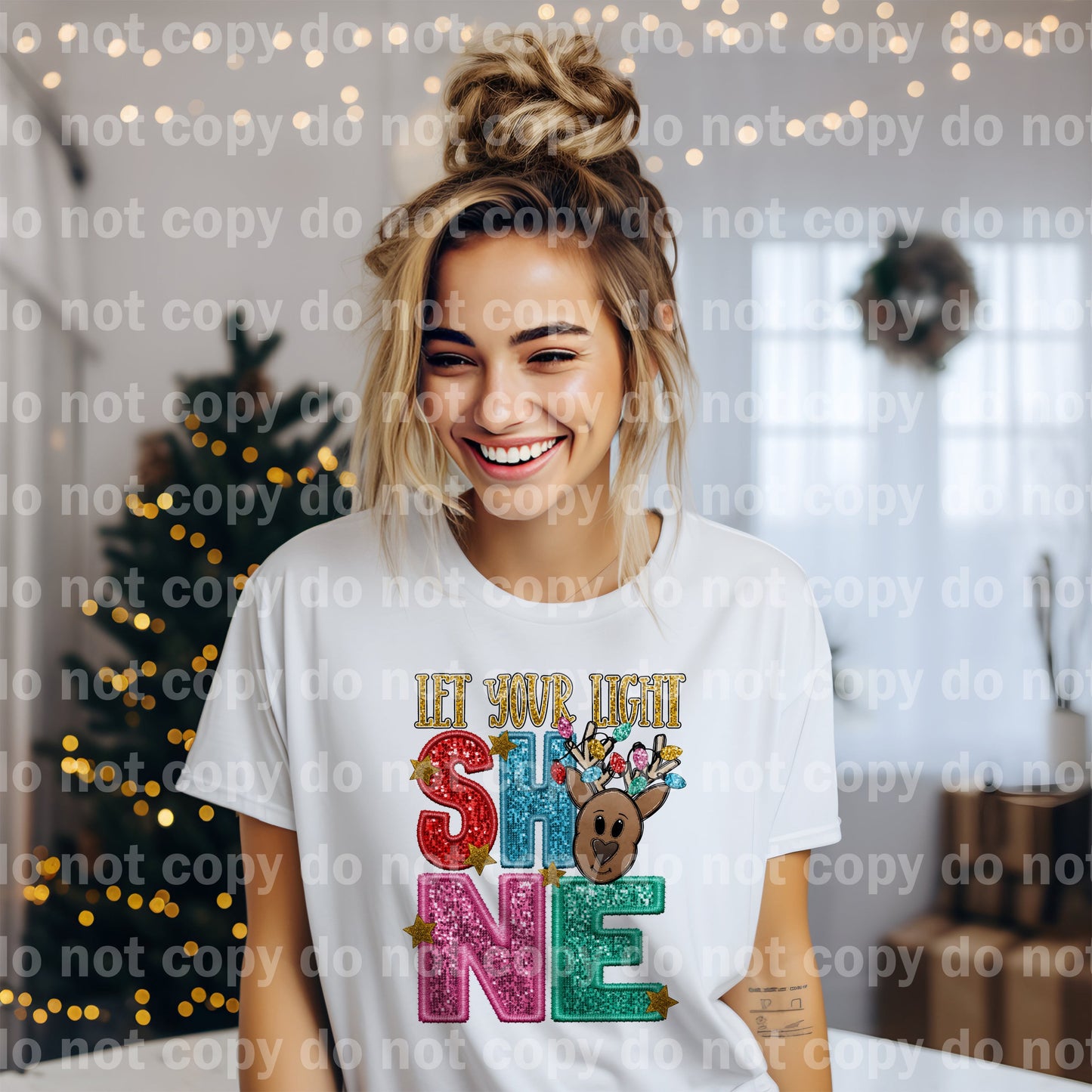 Let Your Light Shine Deer with Optional Sleeve Design Dream Print or Sublimation Print