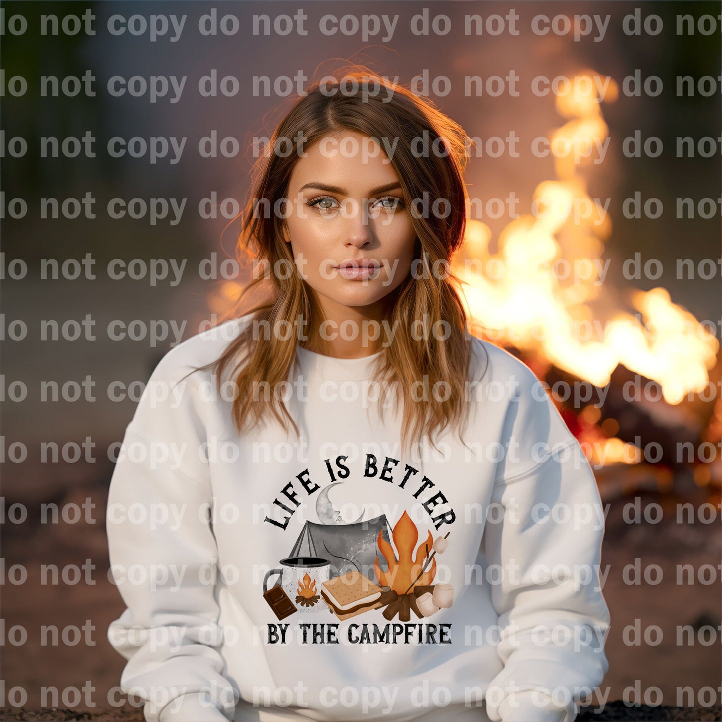 Life Is Better By The Campfire with Optional Two Rows Sleeve Designs Dream Print or Sublimation Print