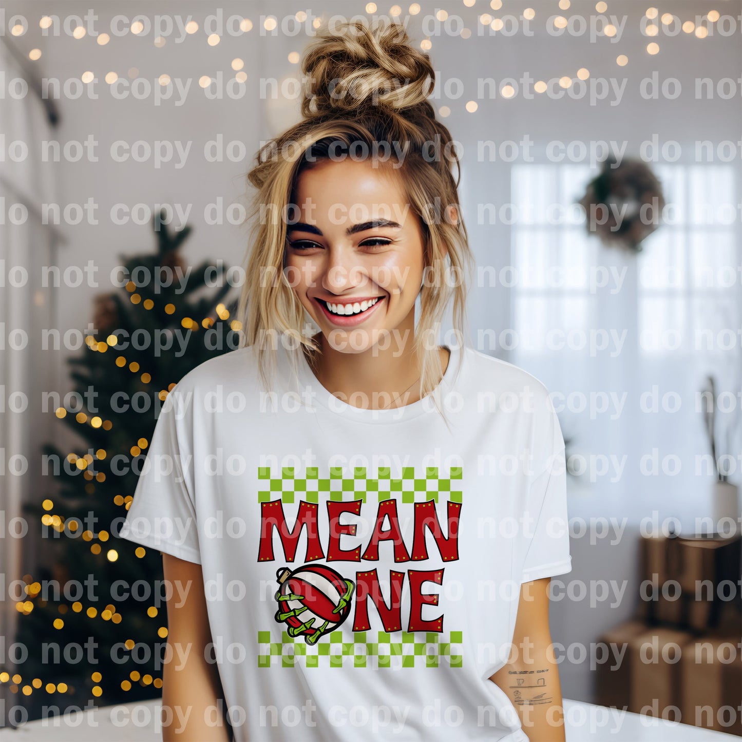 Mean One Skeleton Ornament Checkered Dream Print or Sublimation Print