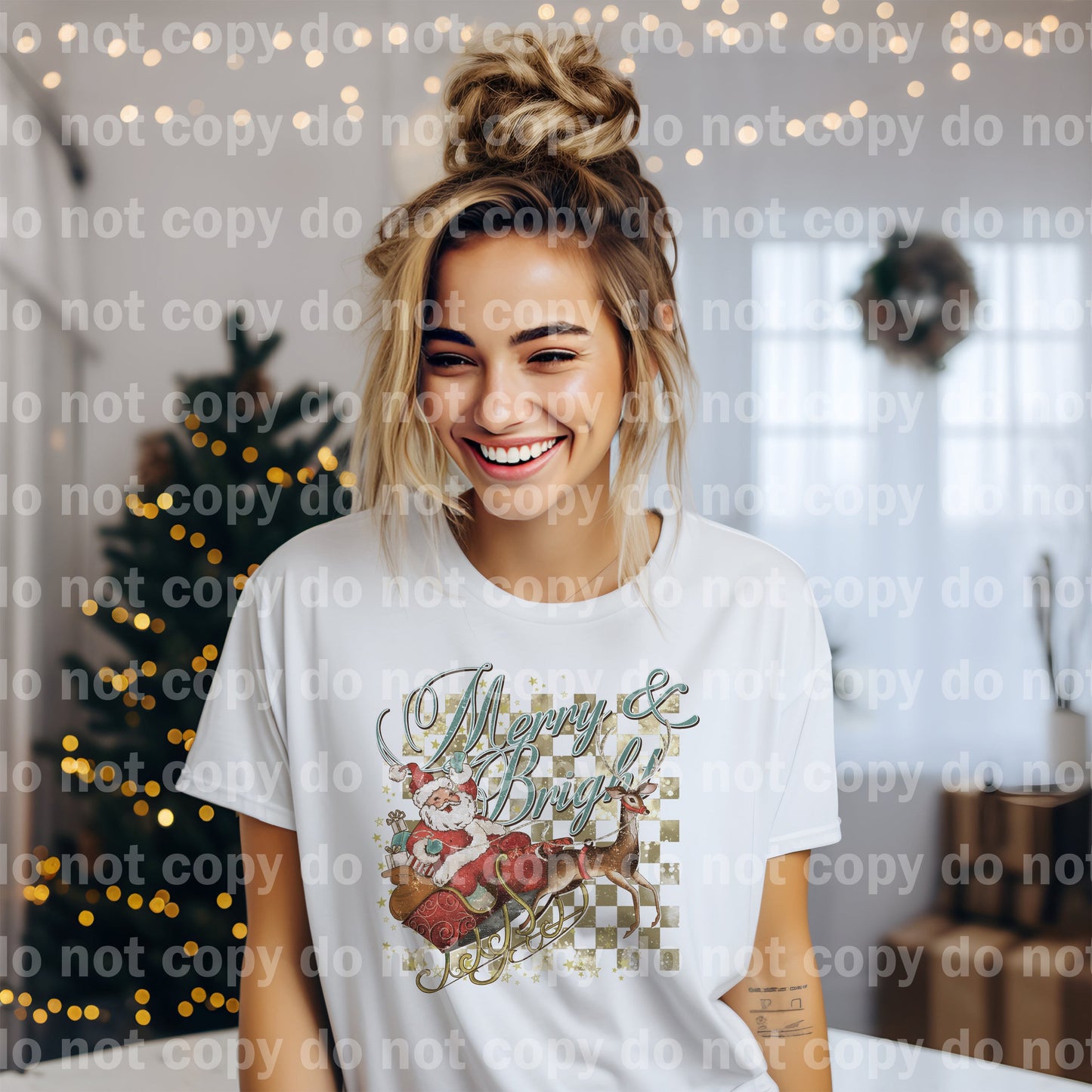 Merry And Bright Santa Sleigh Dream Print or Sublimation Print