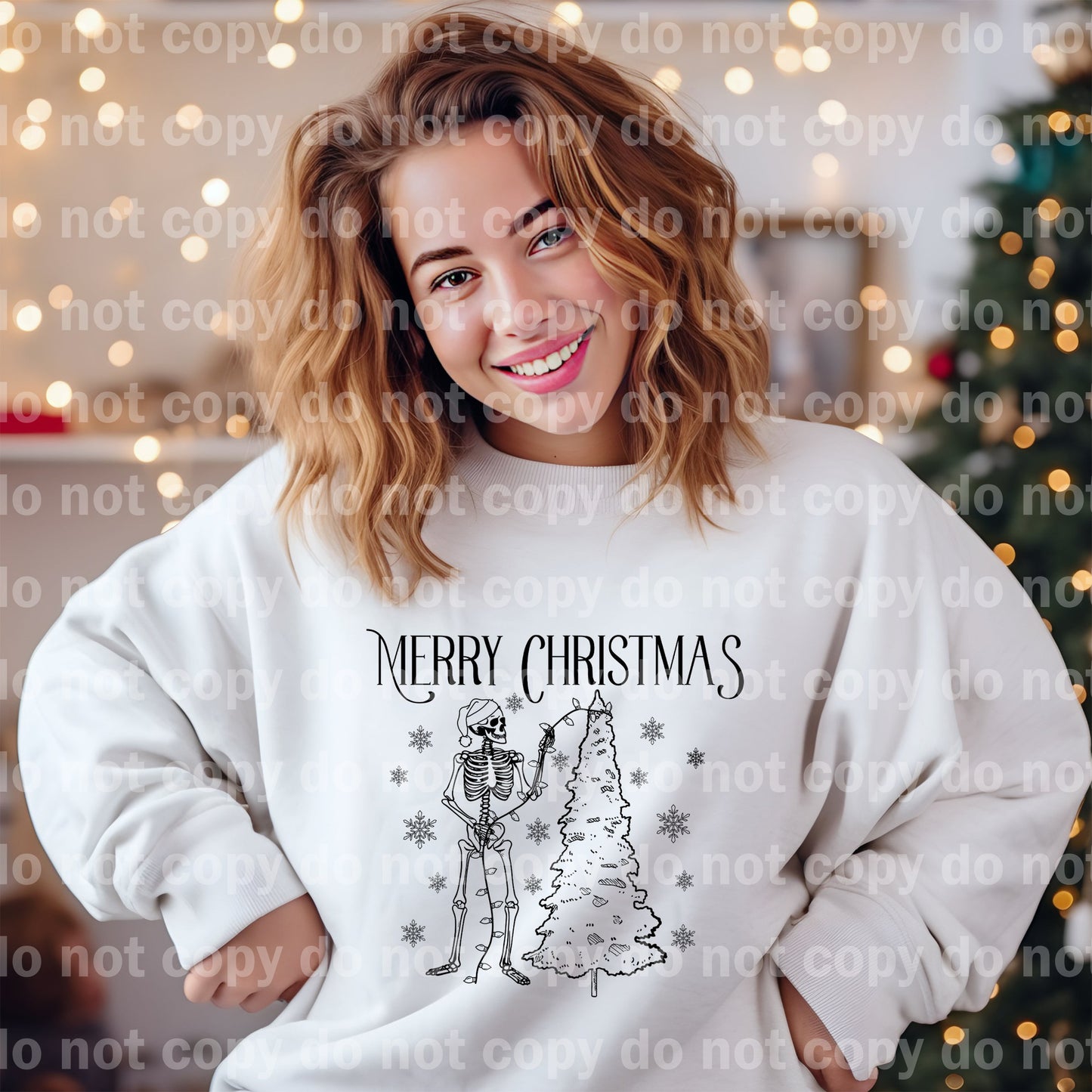 Merry Christmas Skeleton Full Color/One Color Dream Print or Sublimation Print